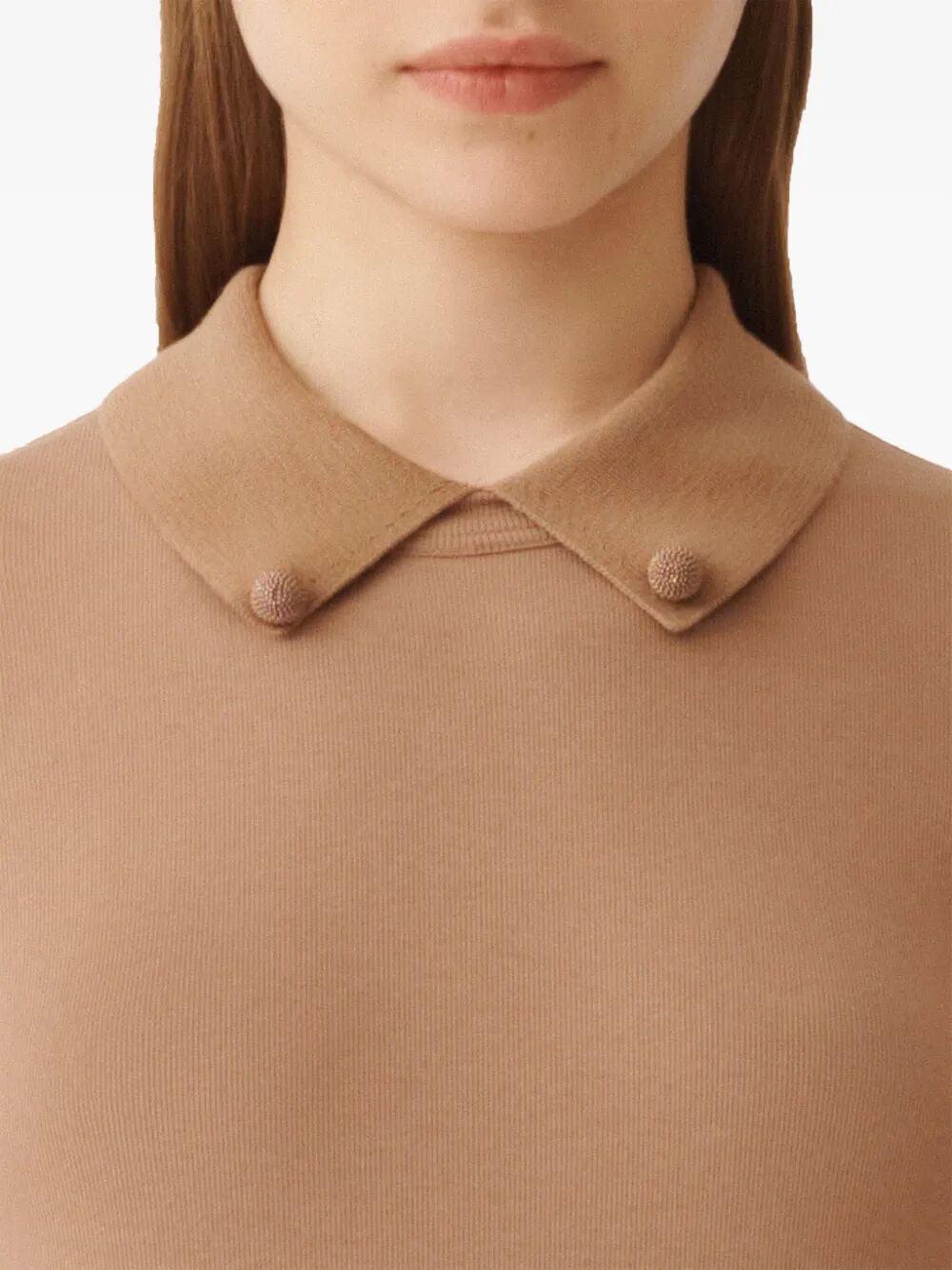 FABIANA FILIPPI Short Sleeve T-Shirt with Knit Collar and Pins