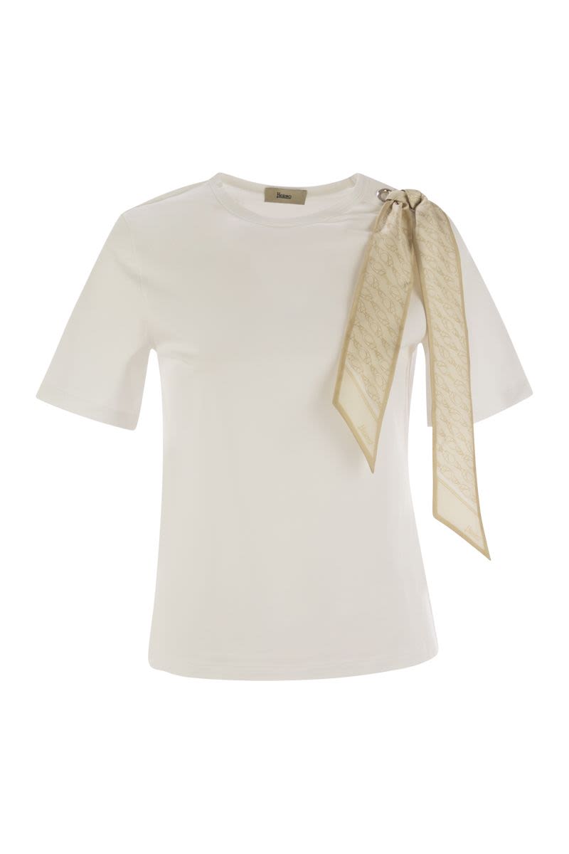 HERNO T-Shirt with Shoulder Scarf - Women's Regular Fit