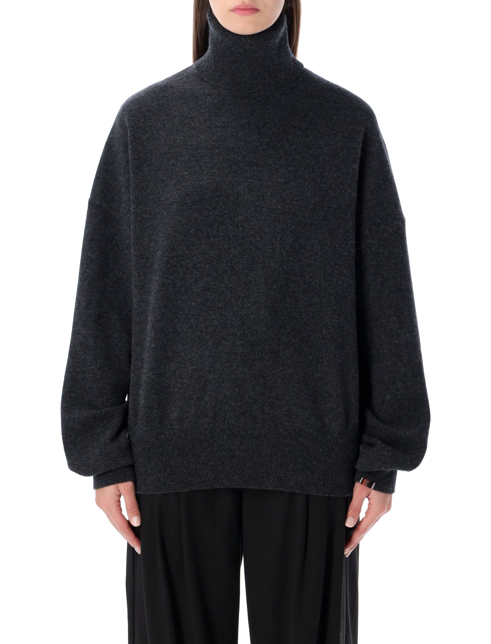EXTREME CASHMERE Men's Relaxed Fit Cashmere Sweater with Ribbed Roll Neck