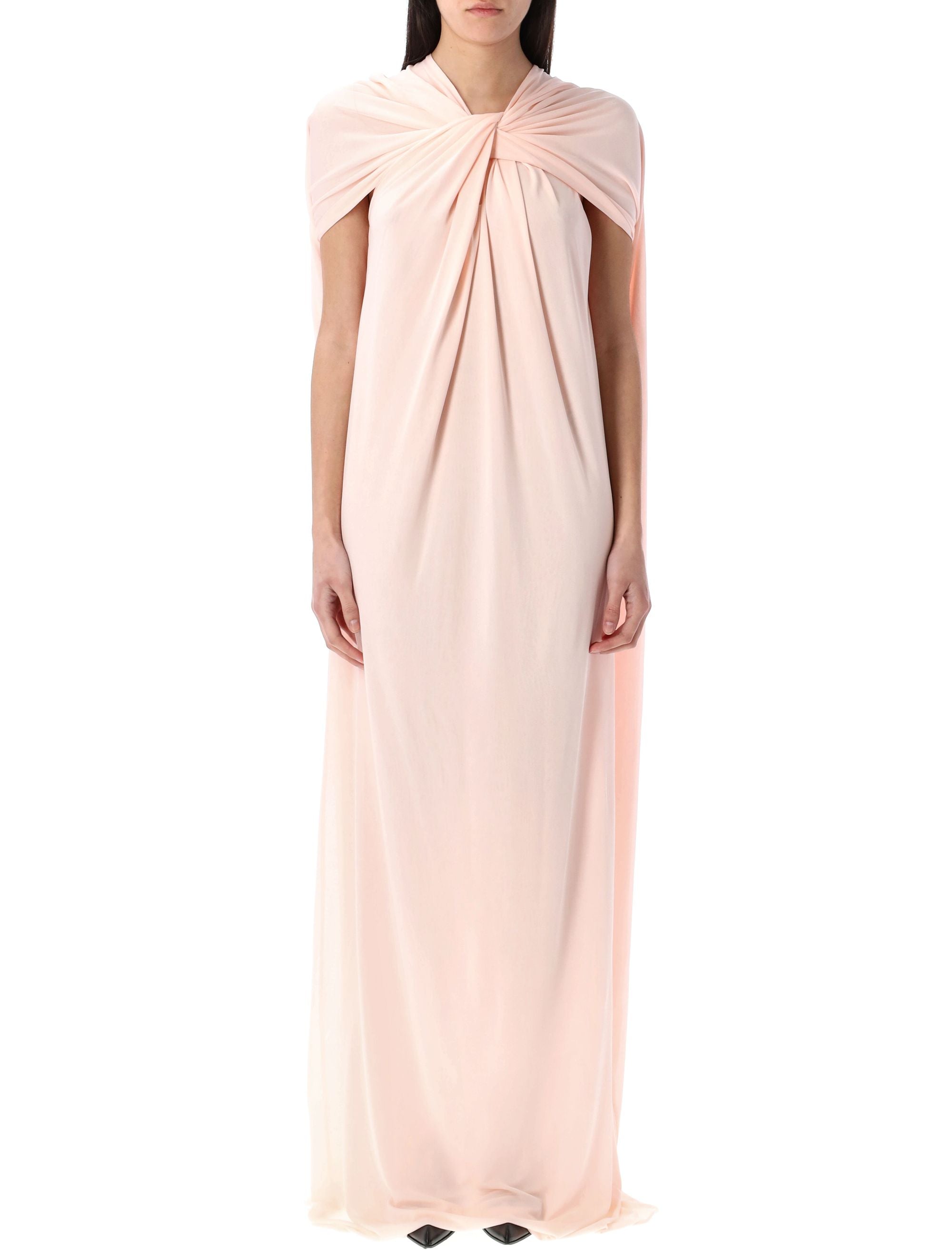 JIL SANDER Draped Dress with Knotted Neckline, Size 34