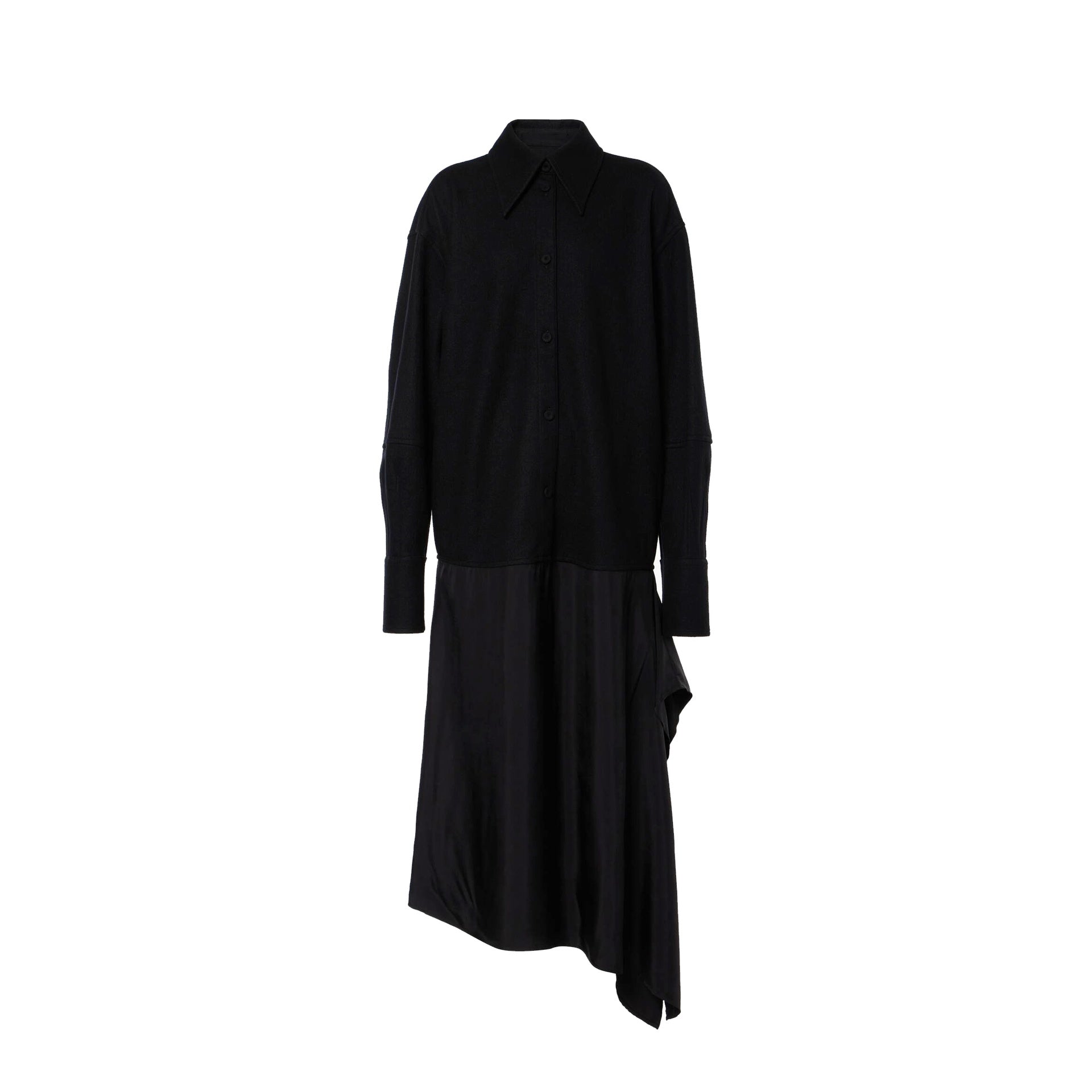 JIL SANDER Asymmetric Wool Dress with Draped Panel for Women