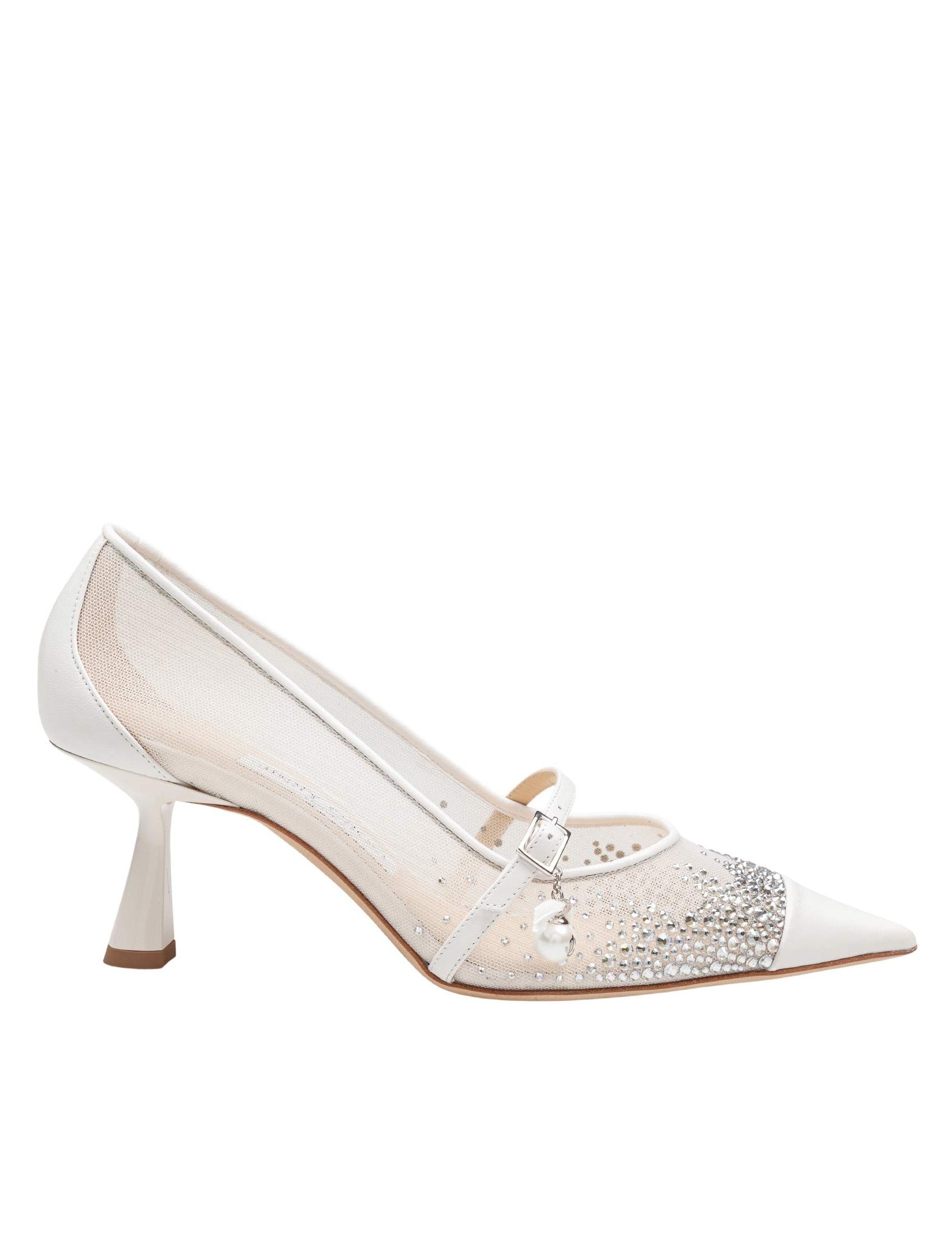 JIMMY CHOO Aren 65 TKW Mesh and Leather Pumps with Crystal Accents
