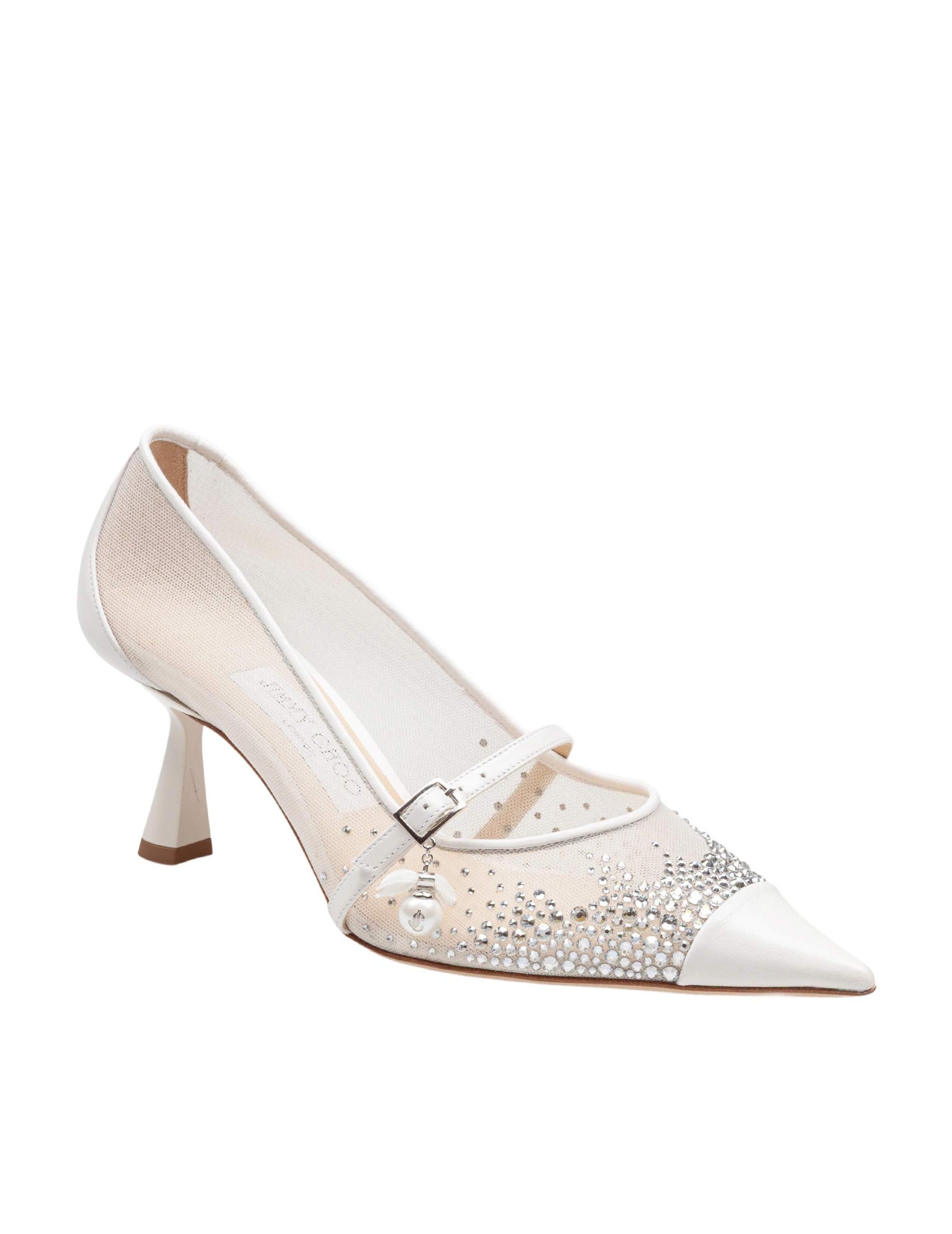 JIMMY CHOO Aren 65 TKW Mesh and Leather Pumps with Crystal Accents