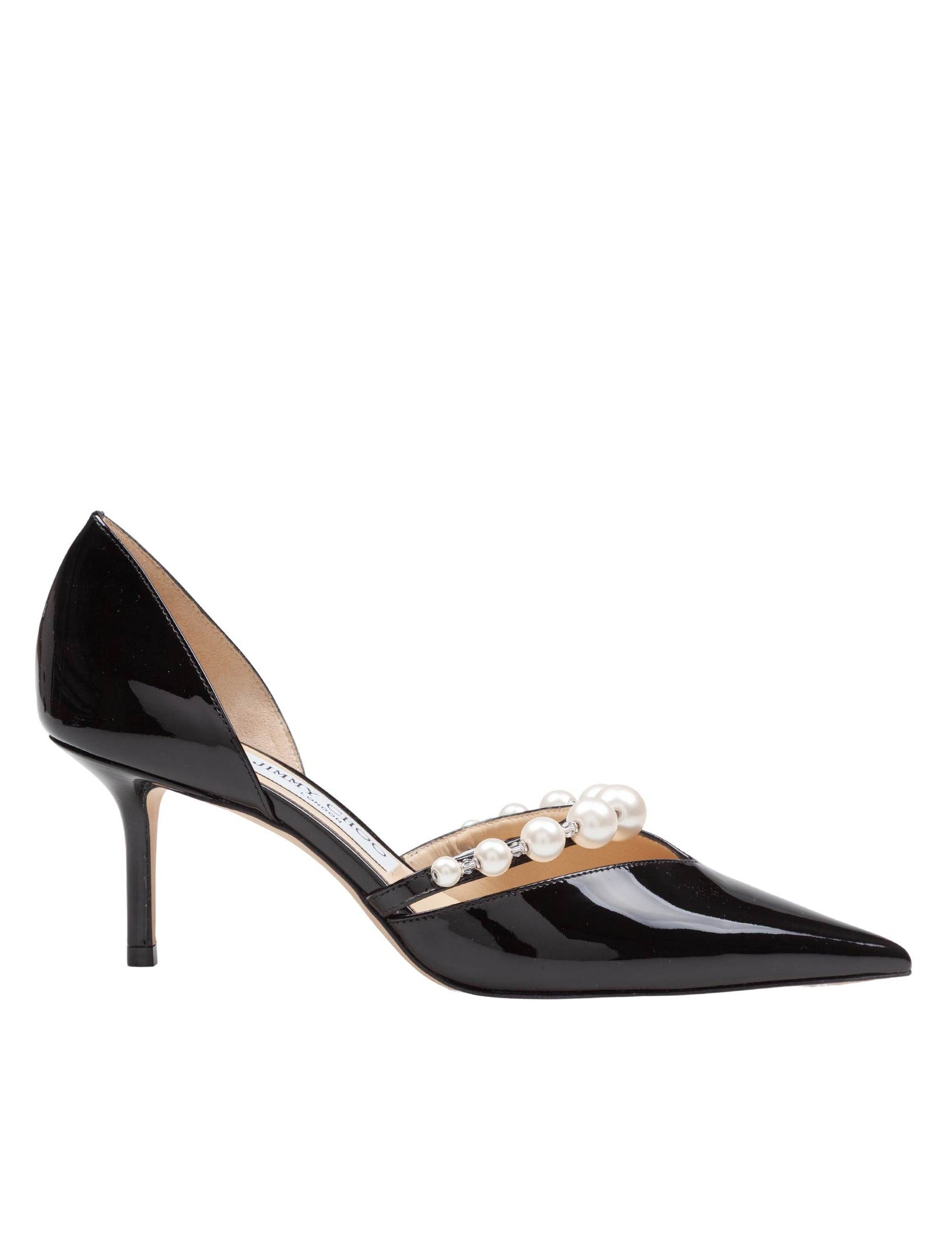 JIMMY CHOO Elegant 65 Patent Leather Pumps with Applied Pearls