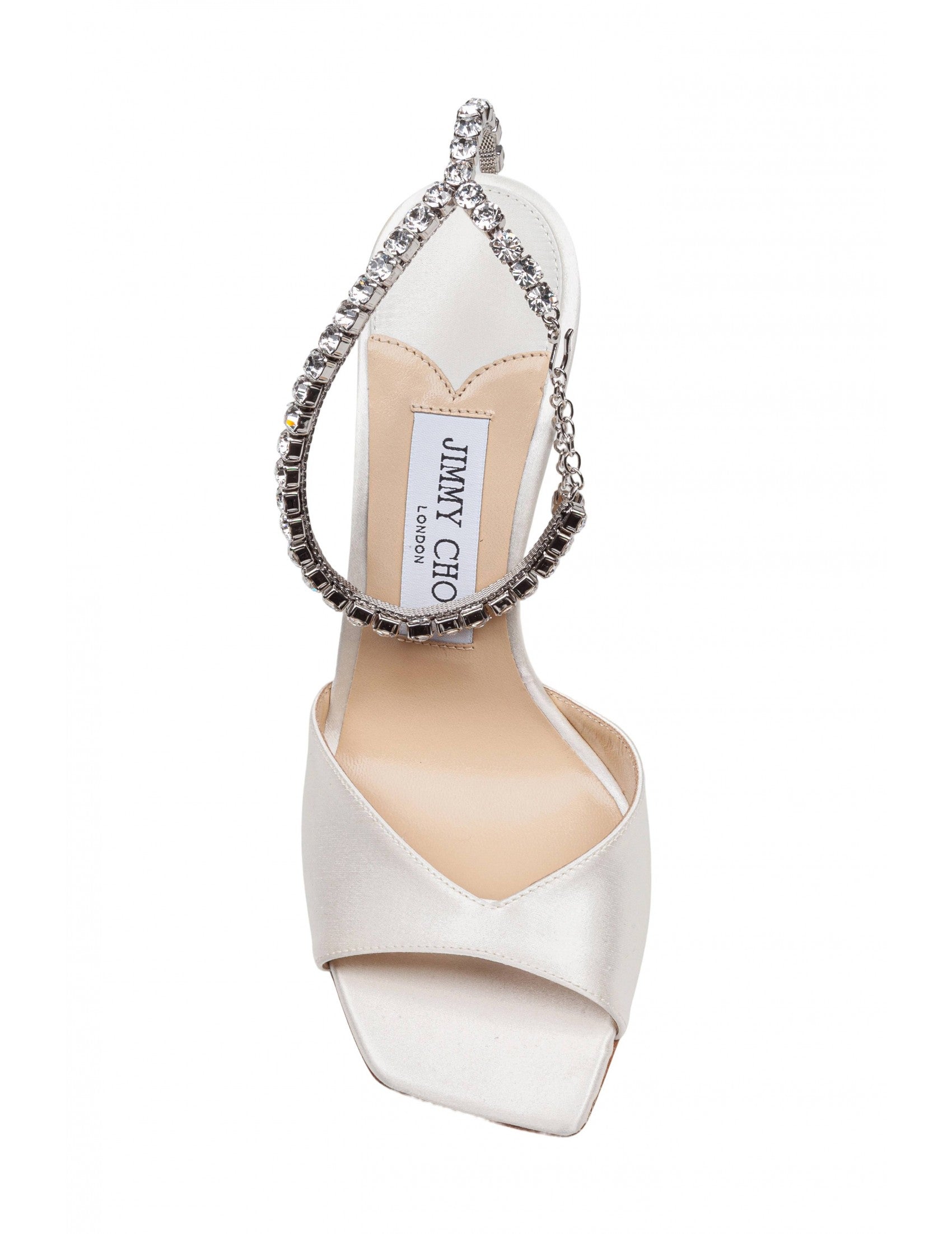 JIMMY CHOO Elegant Satin Ankle Chain Sandal 100