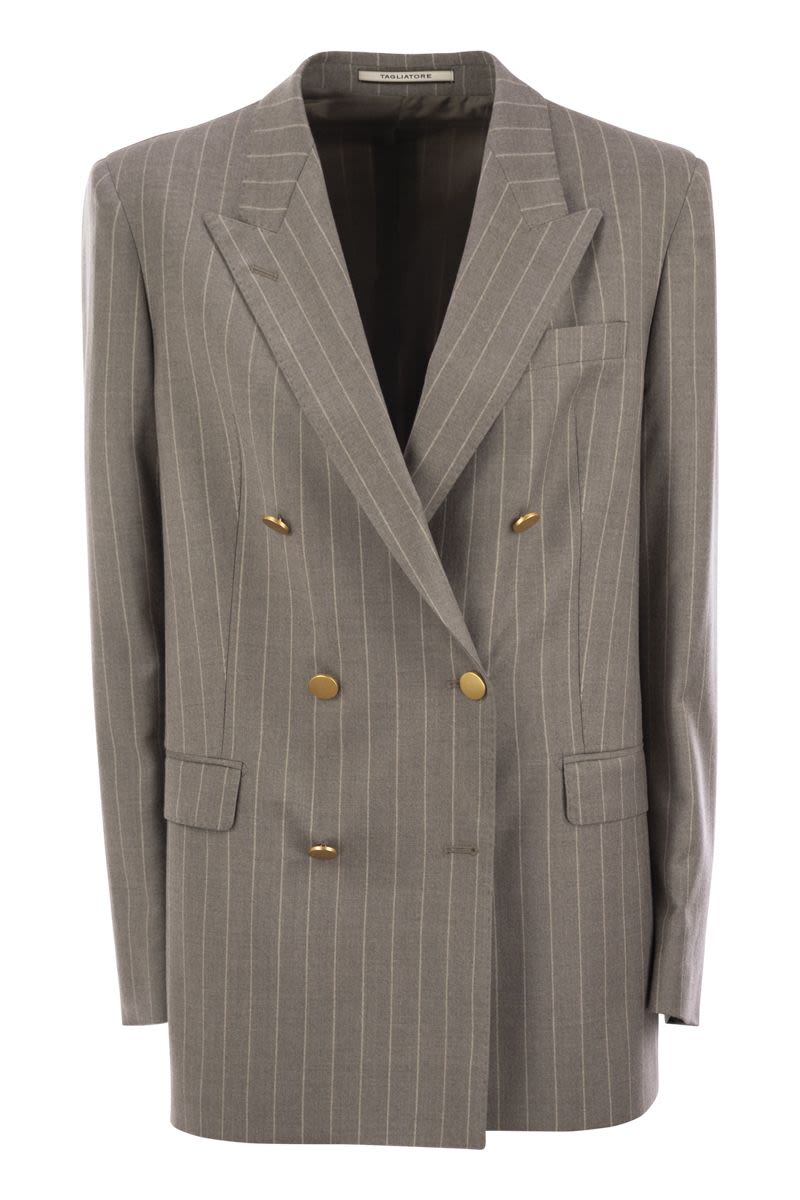 TAGLIATORE Double-Breasted Pinstripe Blazer