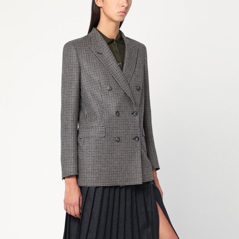 TAGLIATORE Double-Breasted Houndstooth Wool Jacket for Women