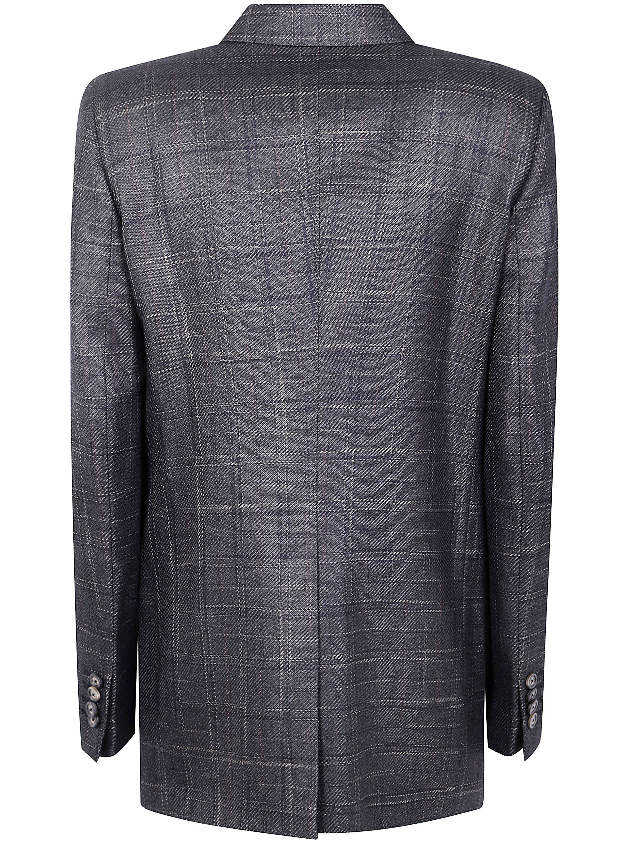 TAGLIATORE Double-Breasted Checkered Wool Blazer for Women
