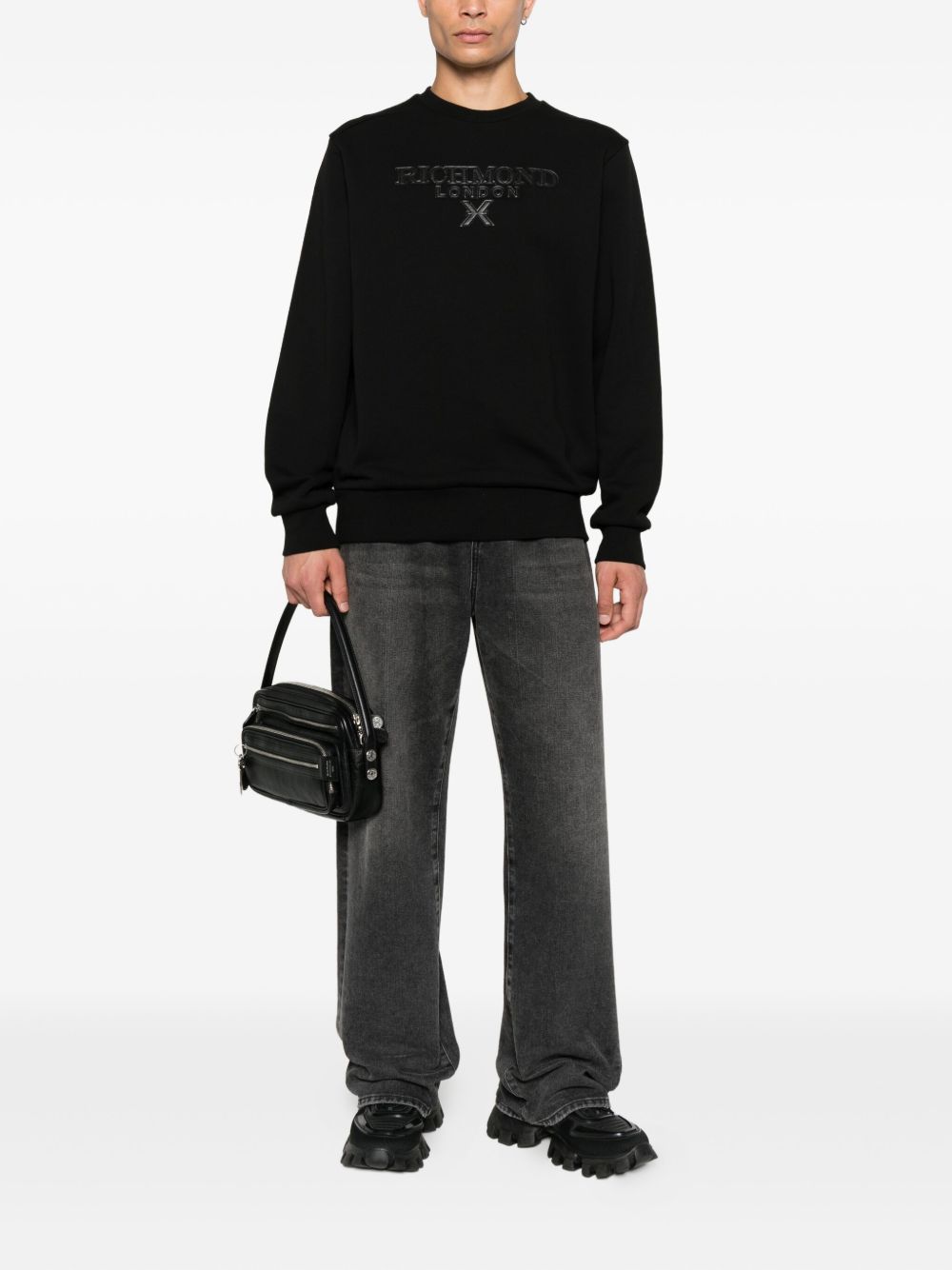 JOHN RICHMOND Modern Black Sweatshirt for Men