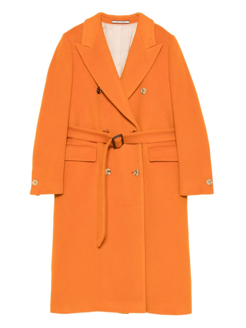 TAGLIATORE Wool Double-Breasted Jacket with Self-Tie Belt