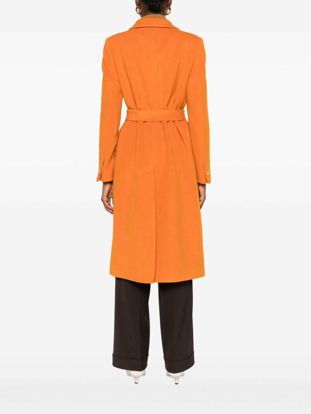 TAGLIATORE Wool Double-Breasted Jacket with Self-Tie Belt