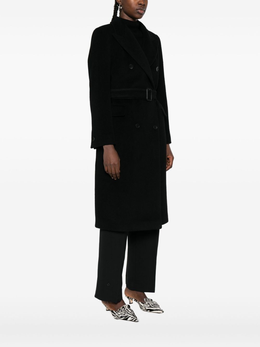 TAGLIATORE Double-Breasted Wool Jacket with Belted Waist