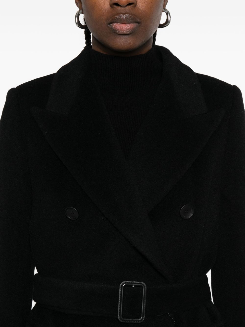 TAGLIATORE Double-Breasted Wool Jacket with Belted Waist