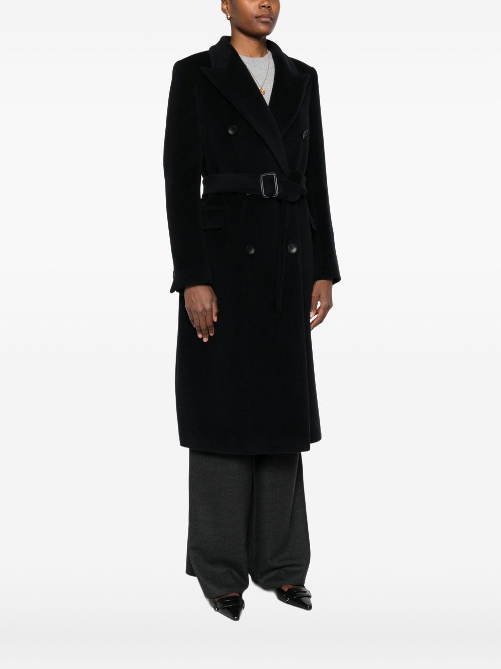 TAGLIATORE Wool Double-Breasted Jacket with Belted Waist