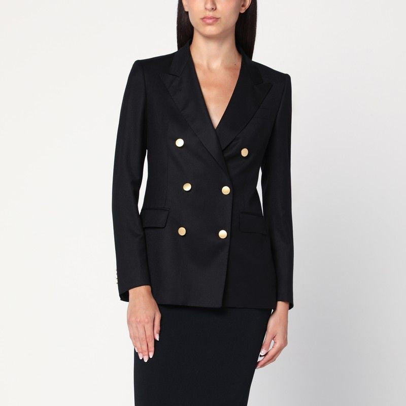 TAGLIATORE Double-Breasted Wool and Silk Jacket for Women
