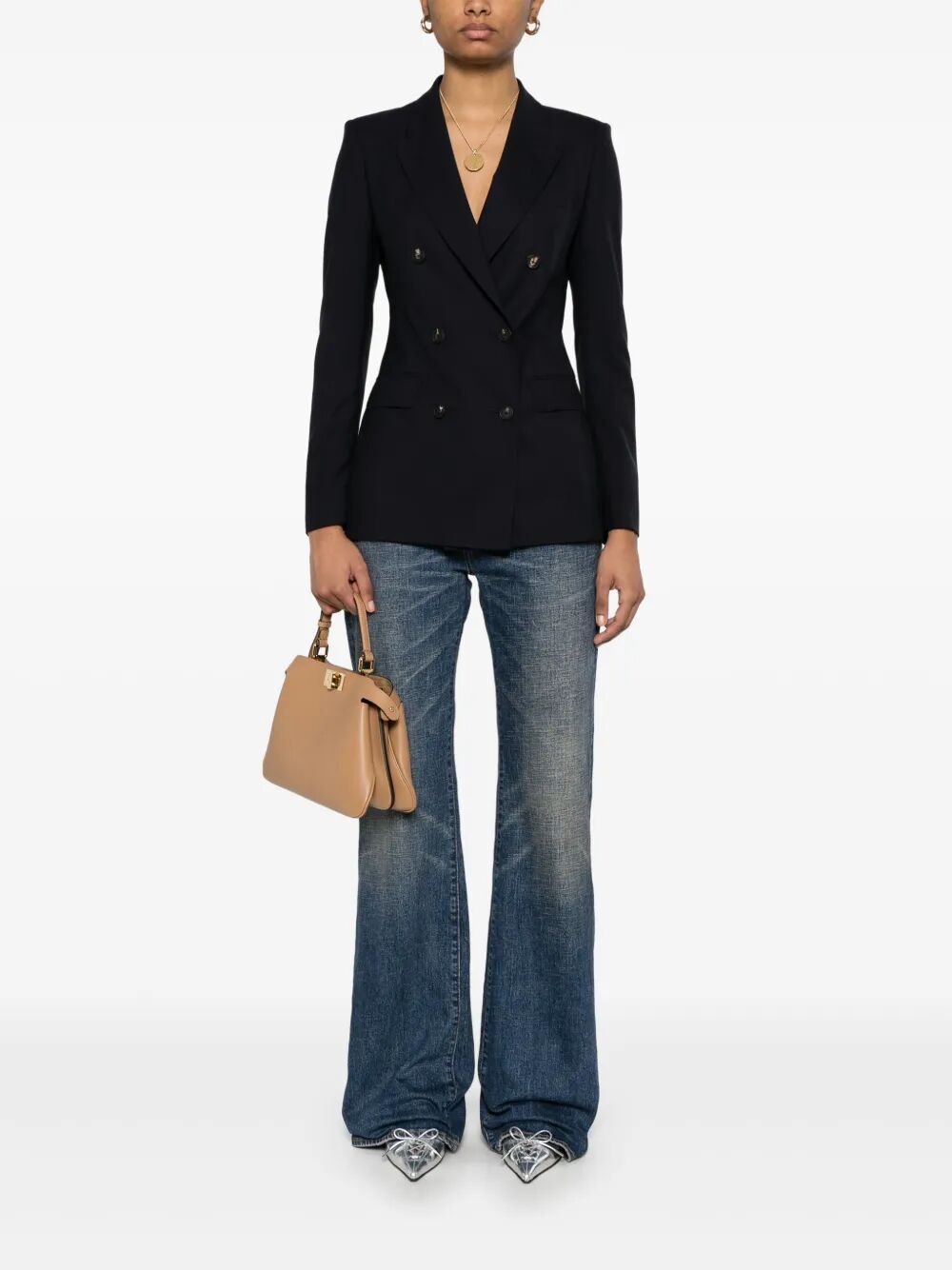 TAGLIATORE Double-Breasted Wool Blazer for Women