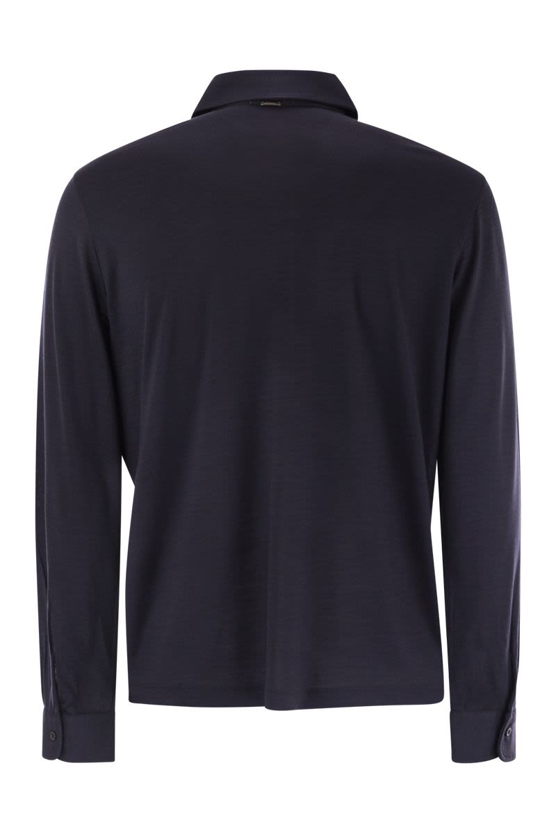 HERNO Men's Soft Wool Knit Polo Shirt