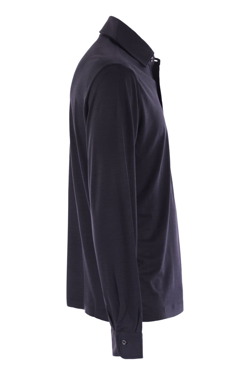 HERNO Men's Soft Wool Knit Polo Shirt