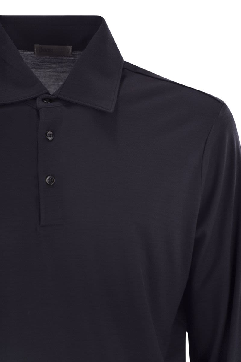 HERNO Men's Soft Wool Knit Polo Shirt