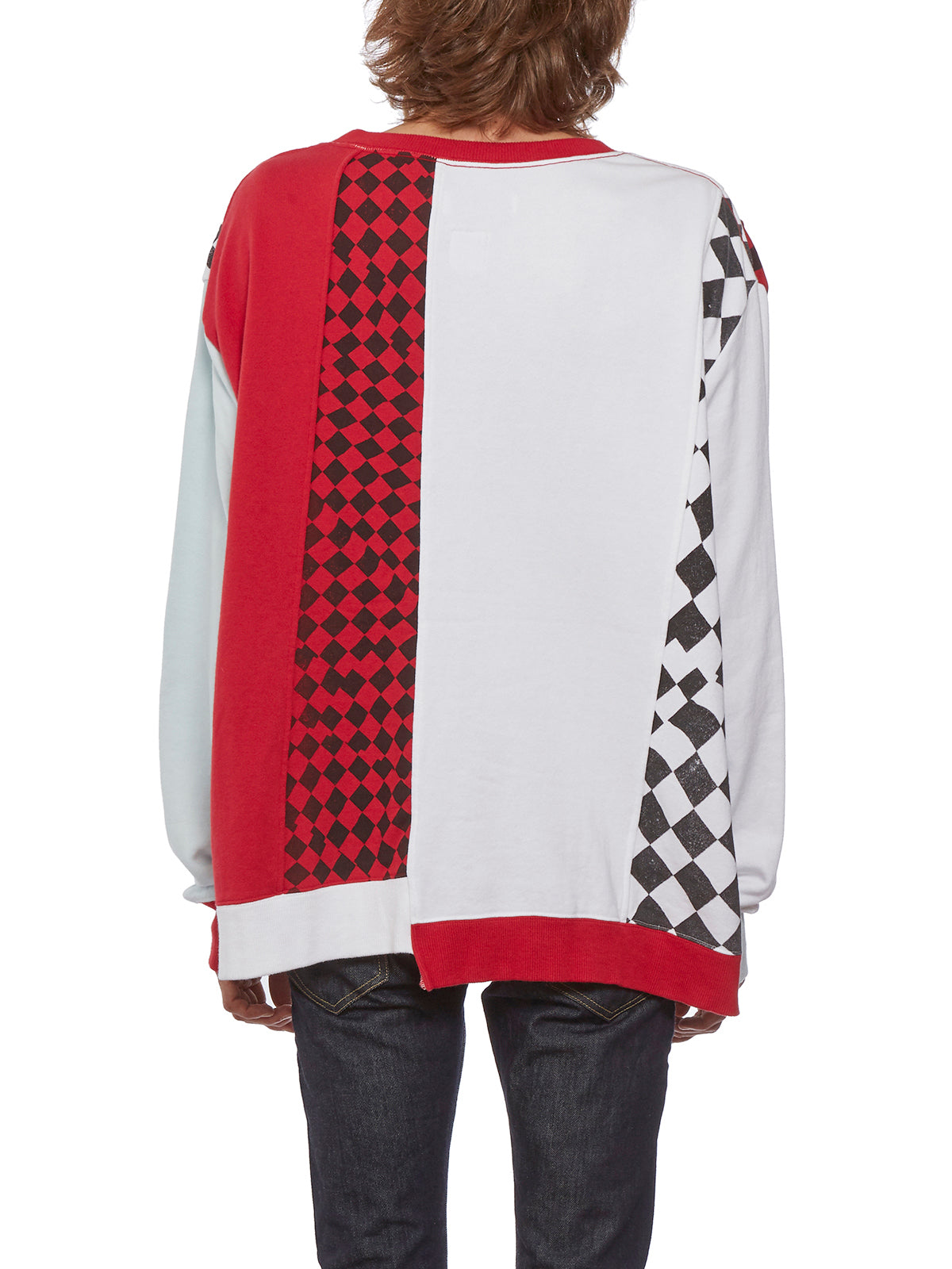 FACETASM Irregular Edge Checkered Crew-Neck Sweatshirt