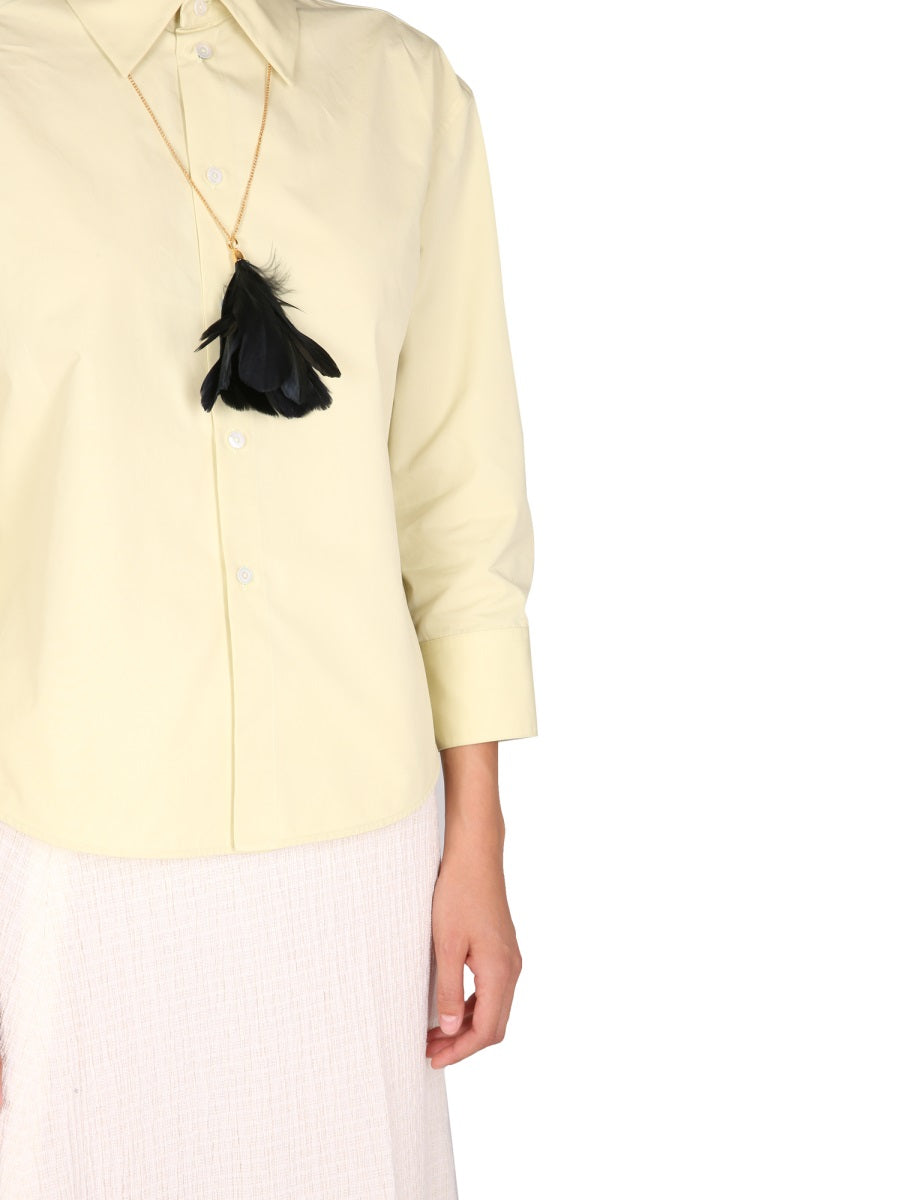 JIL SANDER Boxy Fit Shirt with Front Button Closure - 3/4 Sleeve
