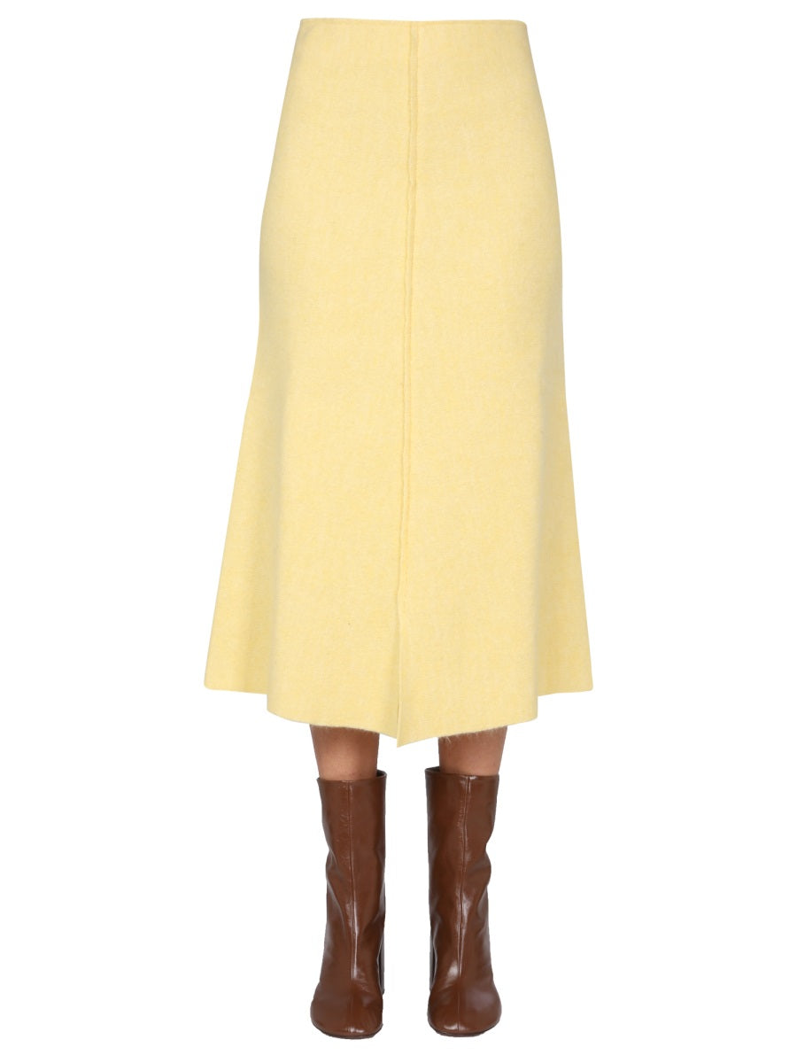 JIL SANDER Chic Midi Skirt with Concealed Zip Closure