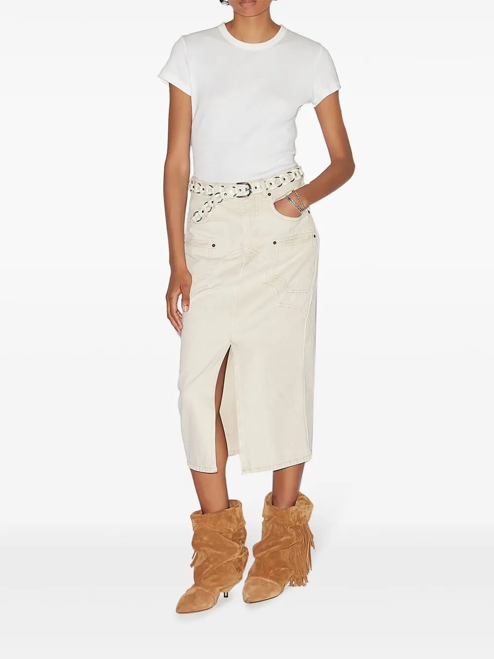 ISABEL MARANT Stitched Denim Midi Skirt