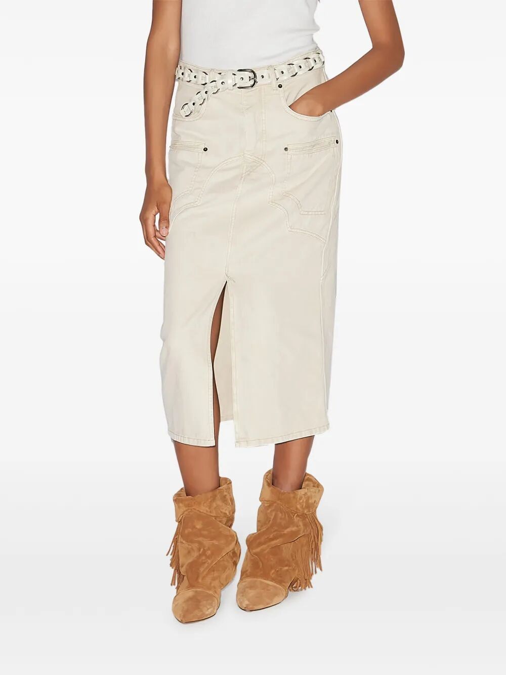 ISABEL MARANT Stitched Denim Midi Skirt