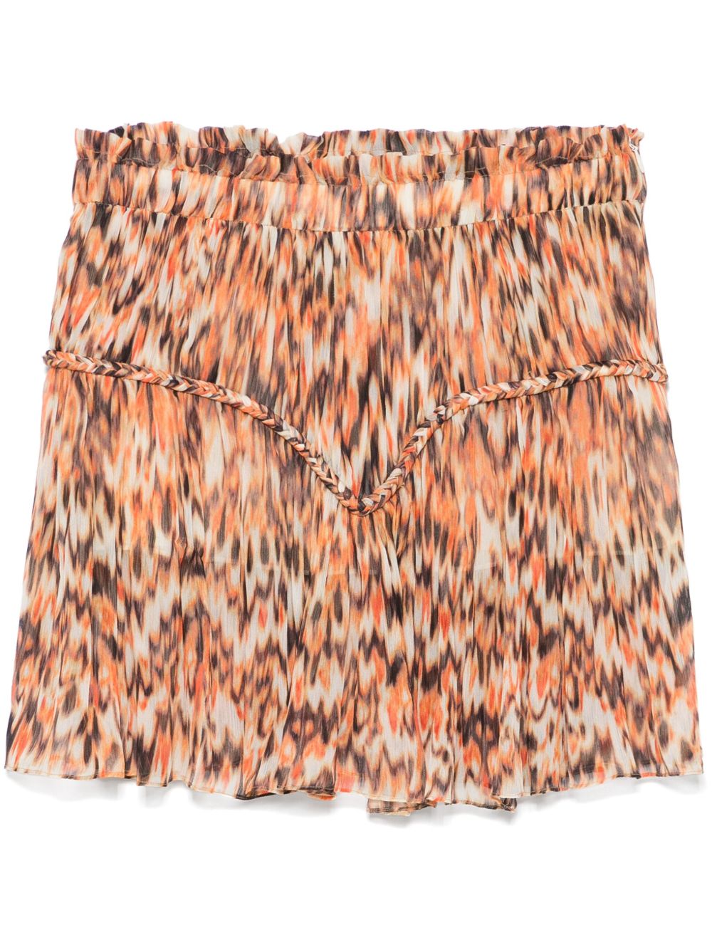 ISABEL MARANT Printed Cotton Mini Skirt with Paperbag Waist