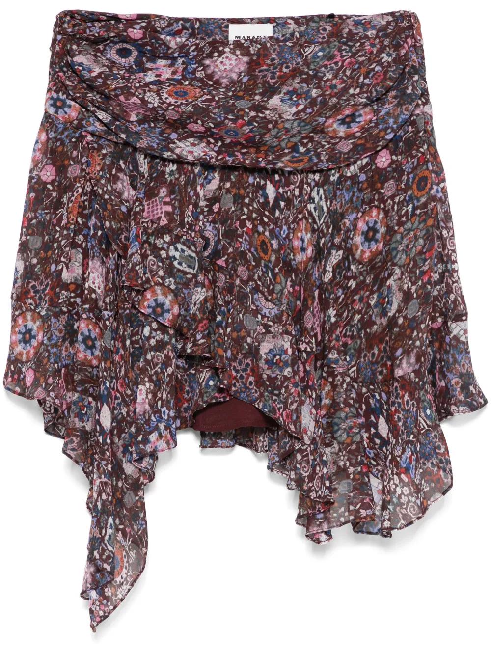 ISABEL MARANT ETOILE Frilly Mini Printed Skirt