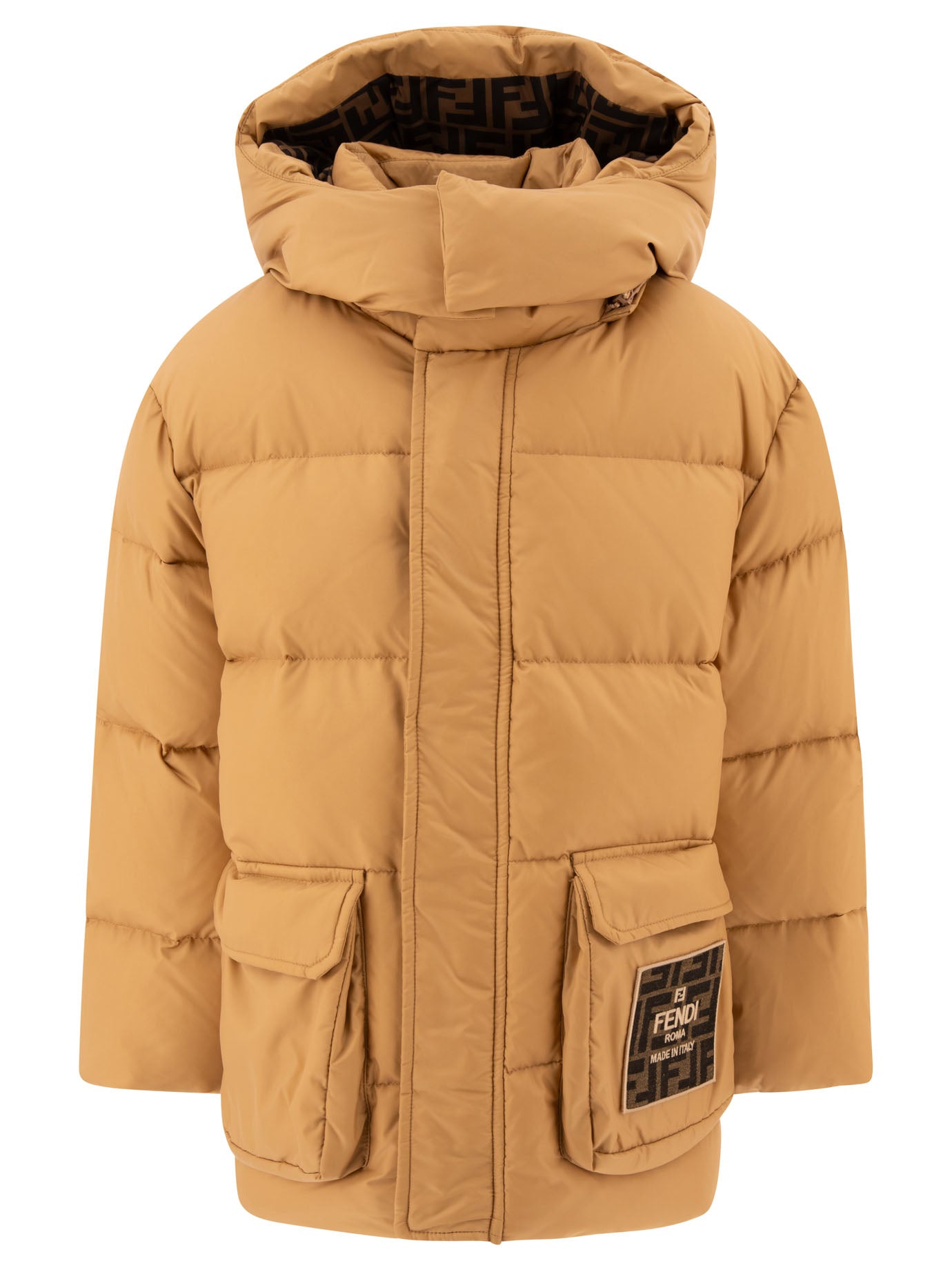 FENDI KIDS Mini Boys' Down Jacket with Patch Logo