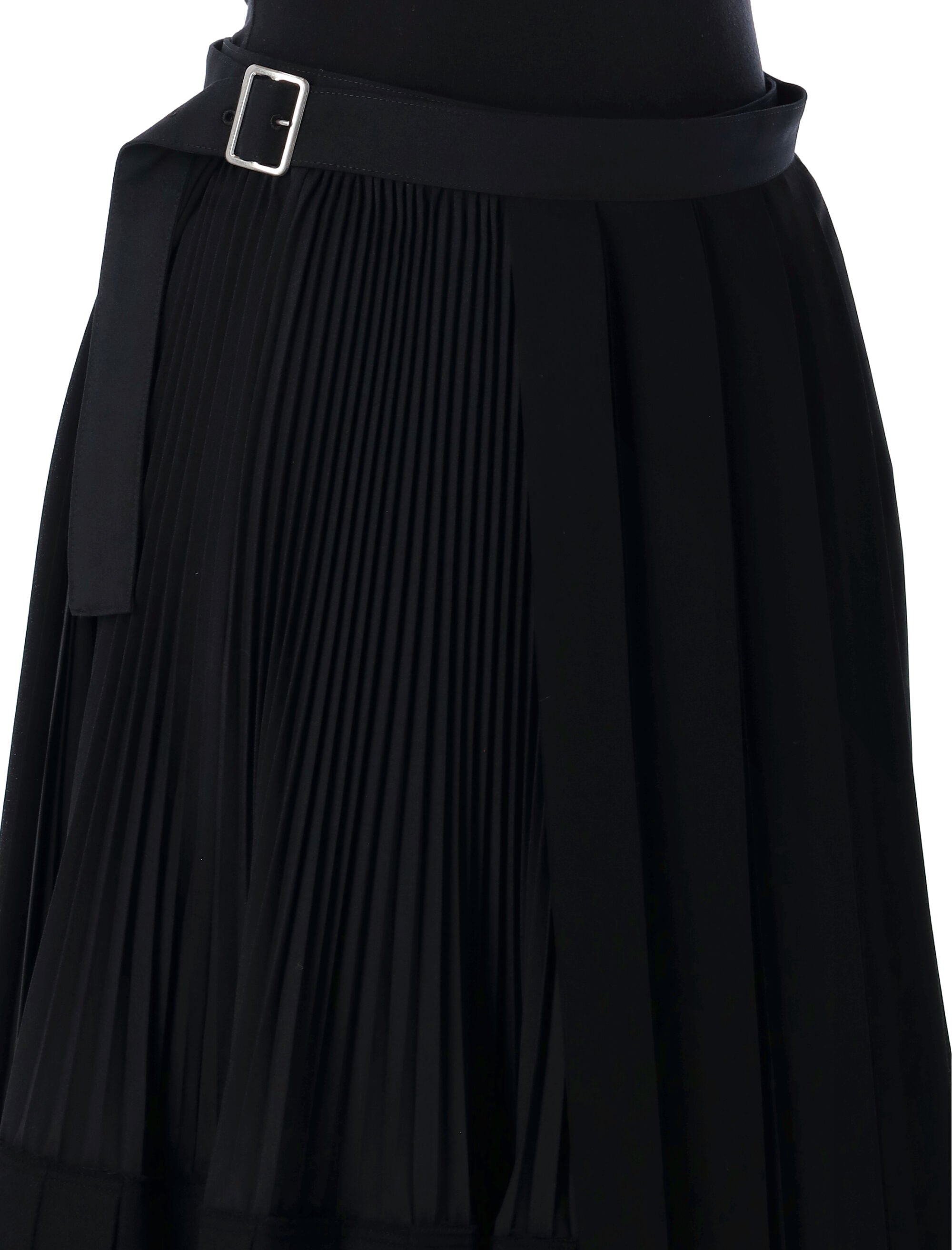 JUNYA WATANABE Pleated Midi Skirt with Integrated Belt