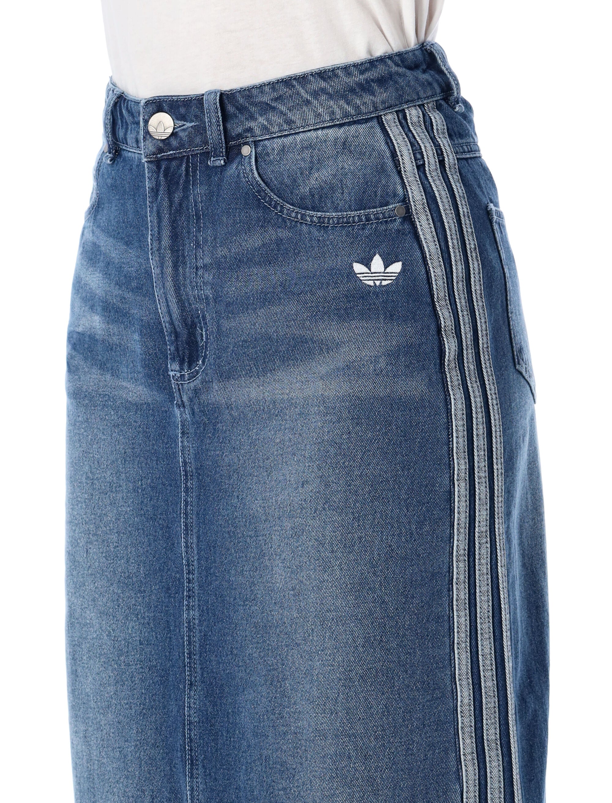ADIDAS ORIGINALS Adicolor 3-Stripes Denim Pencil Skirt - Size 40