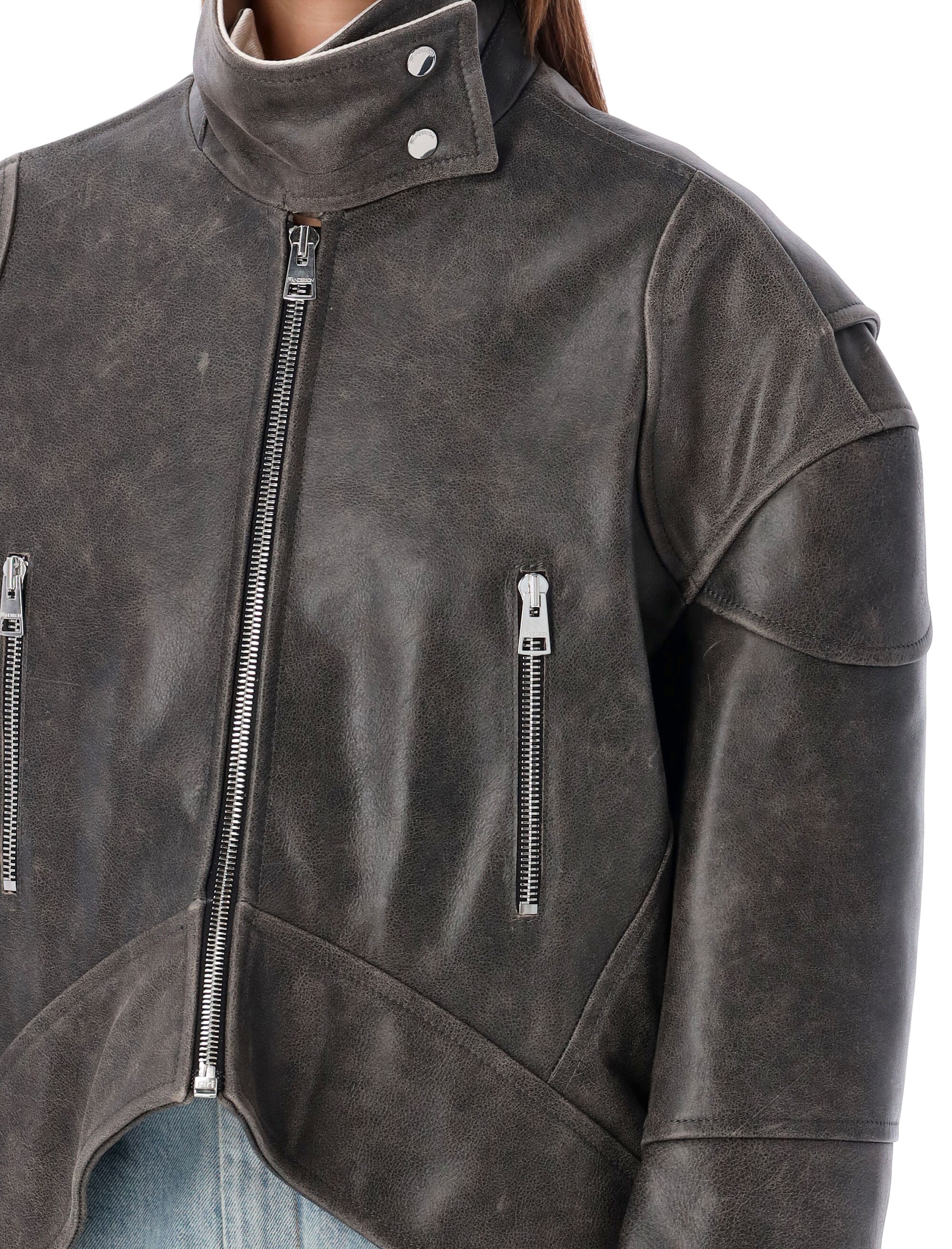 JW ANDERSON Oversized Curved Hem Leather Jacket