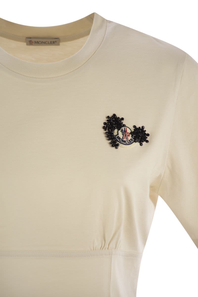 MONCLER Women’s Cotton T-Shirt with Handmade Beads - Regular Fit