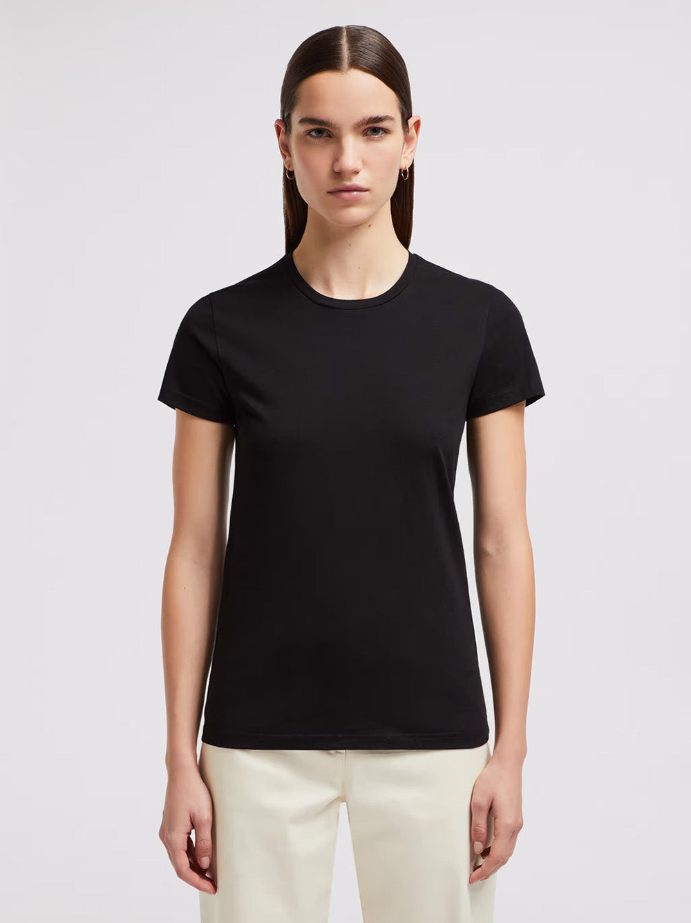 MONCLER Cotton Crew Neck T-Shirt with Logo Patch - Size S