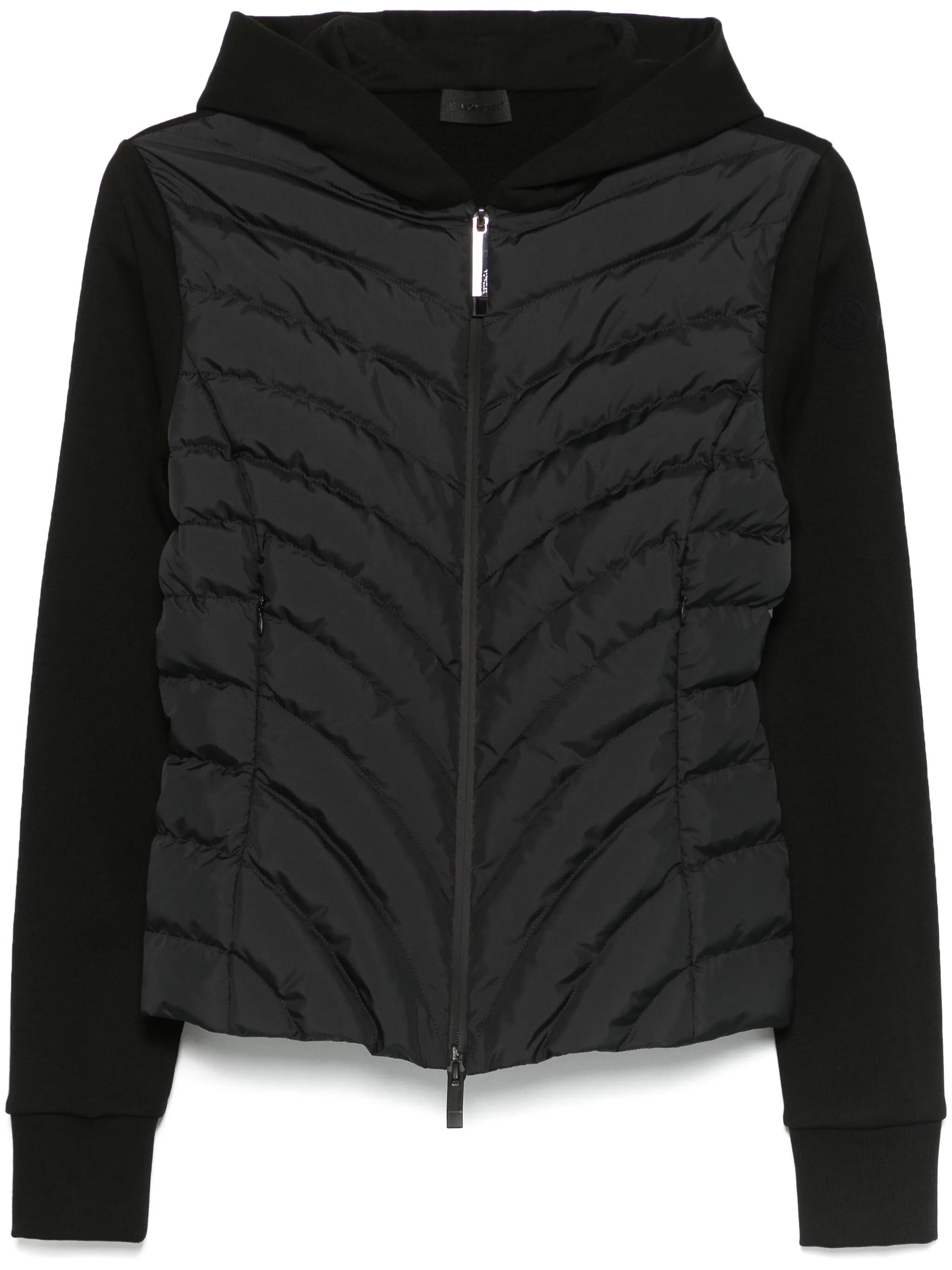 MONCLER Padded Sweatshirt with Diagonal Quilting, Hood, and Zip - XS