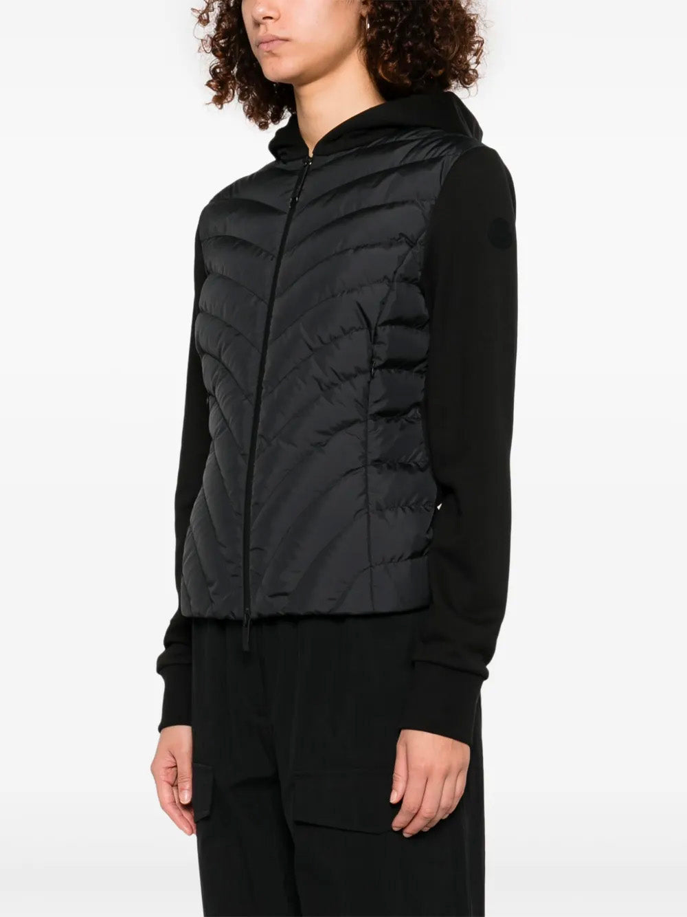 MONCLER Padded Sweatshirt with Diagonal Quilting, Hood, and Zip - XS