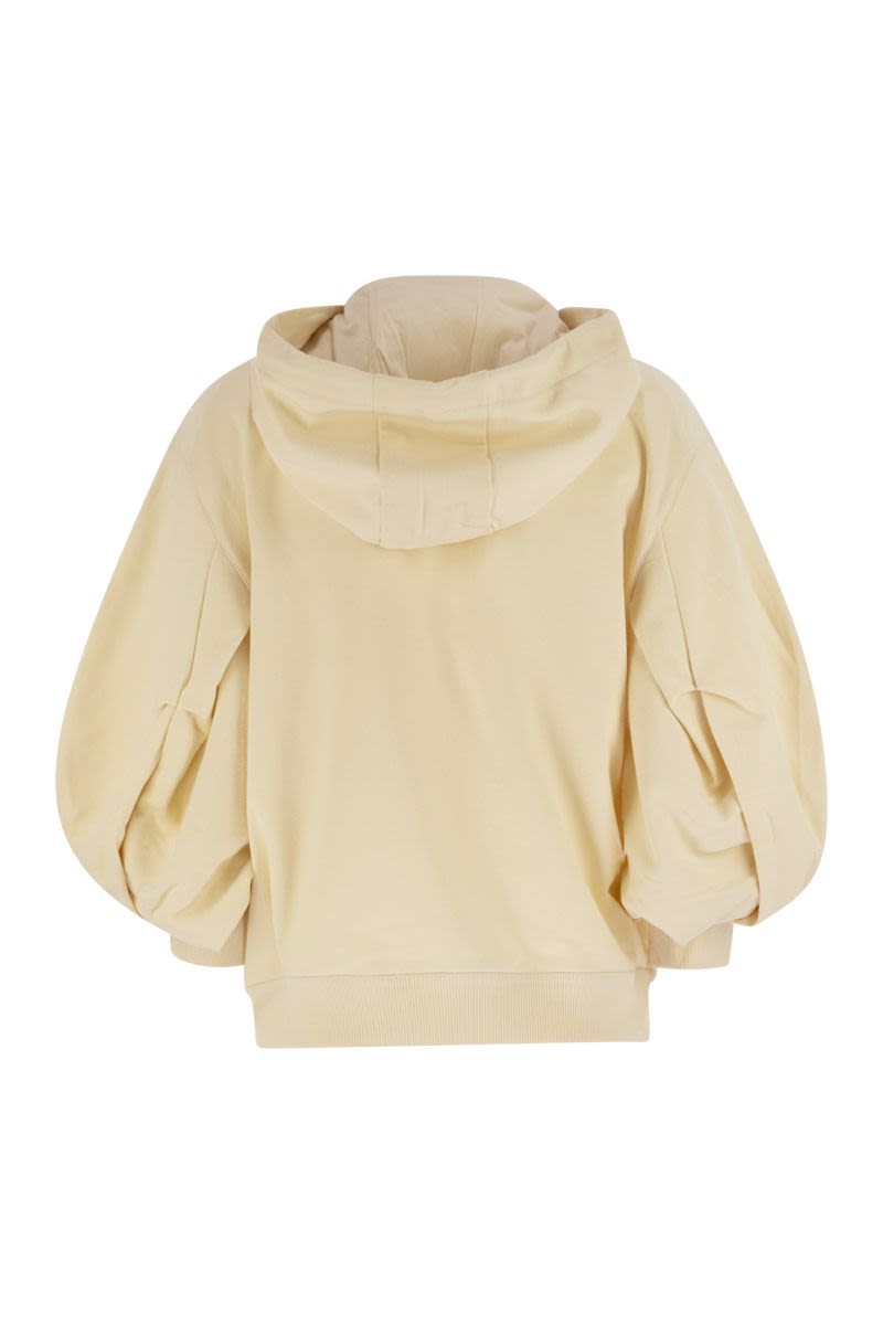 MONCLER Women's Oversized Cotton Hoodie with Puff Sleeves and Zip Closure