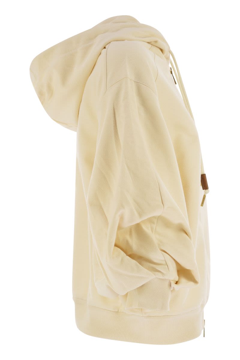 MONCLER Women's Oversized Cotton Hoodie with Puff Sleeves and Zip Closure