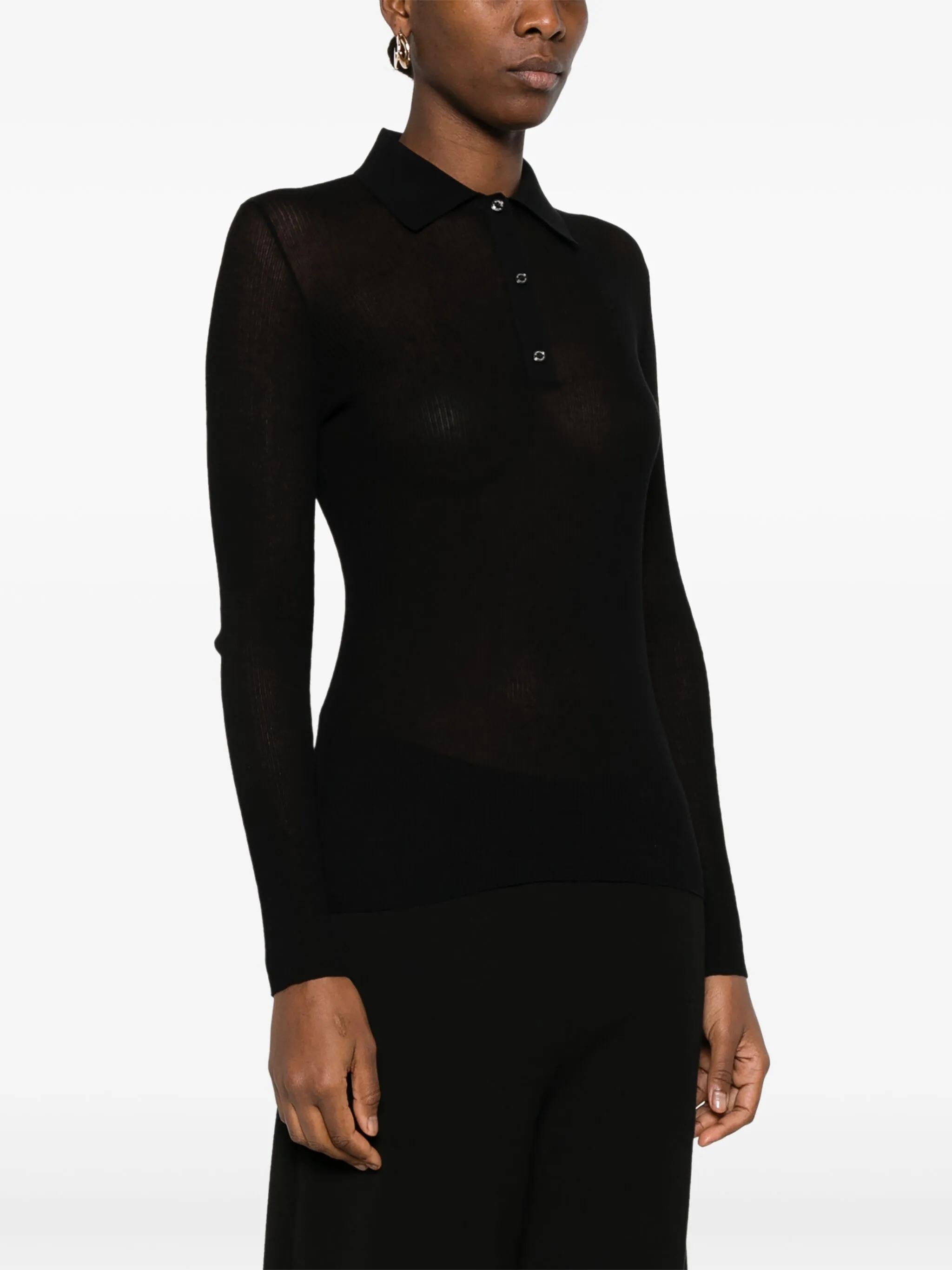 MONCLER Knit Polo with Sleeve Logo Patch