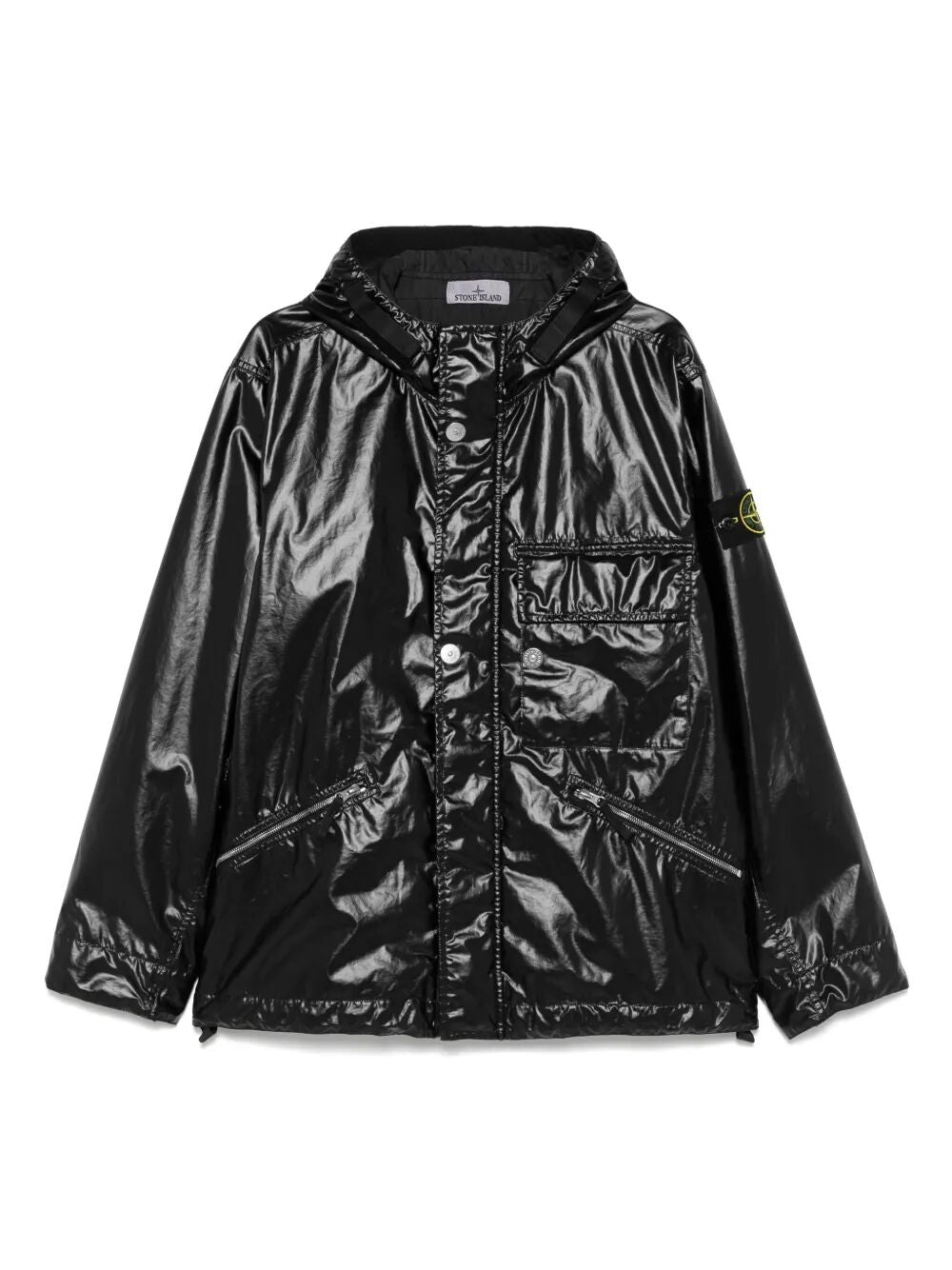 STONE ISLAND Ultra-Light Cotton Laminated Hooded Padded Jacket