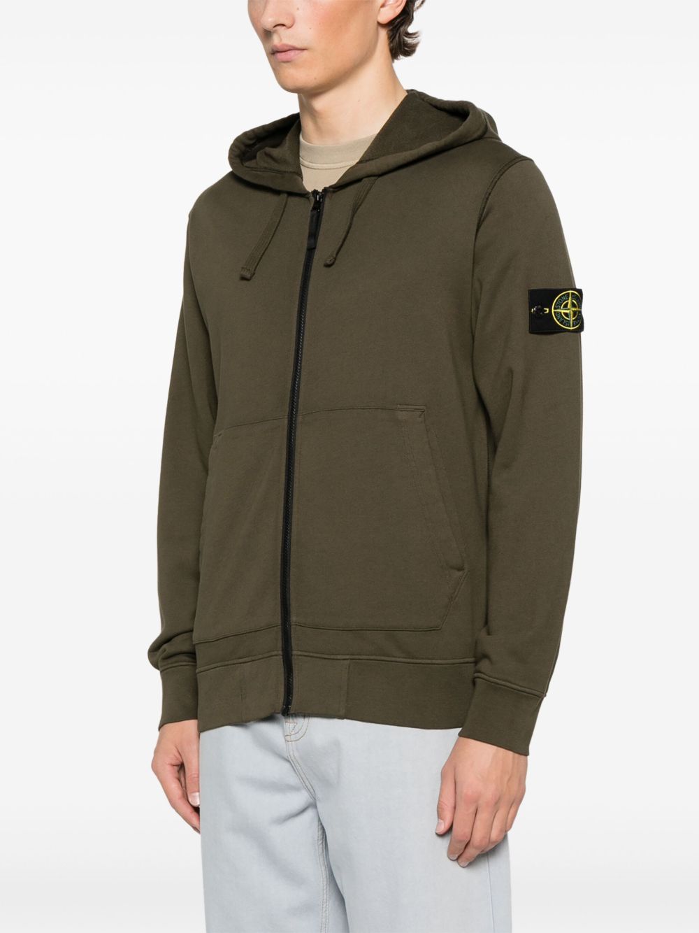 STONE ISLAND Men's Logo Cotton Zipped Hoodie