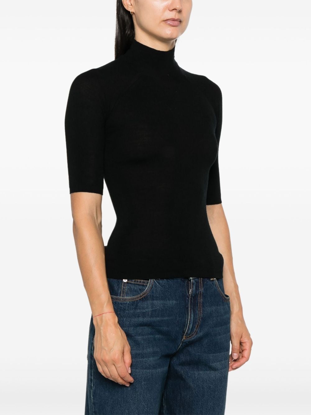 MAJESTIC Wool and Silk Blend High-Neck Sweater