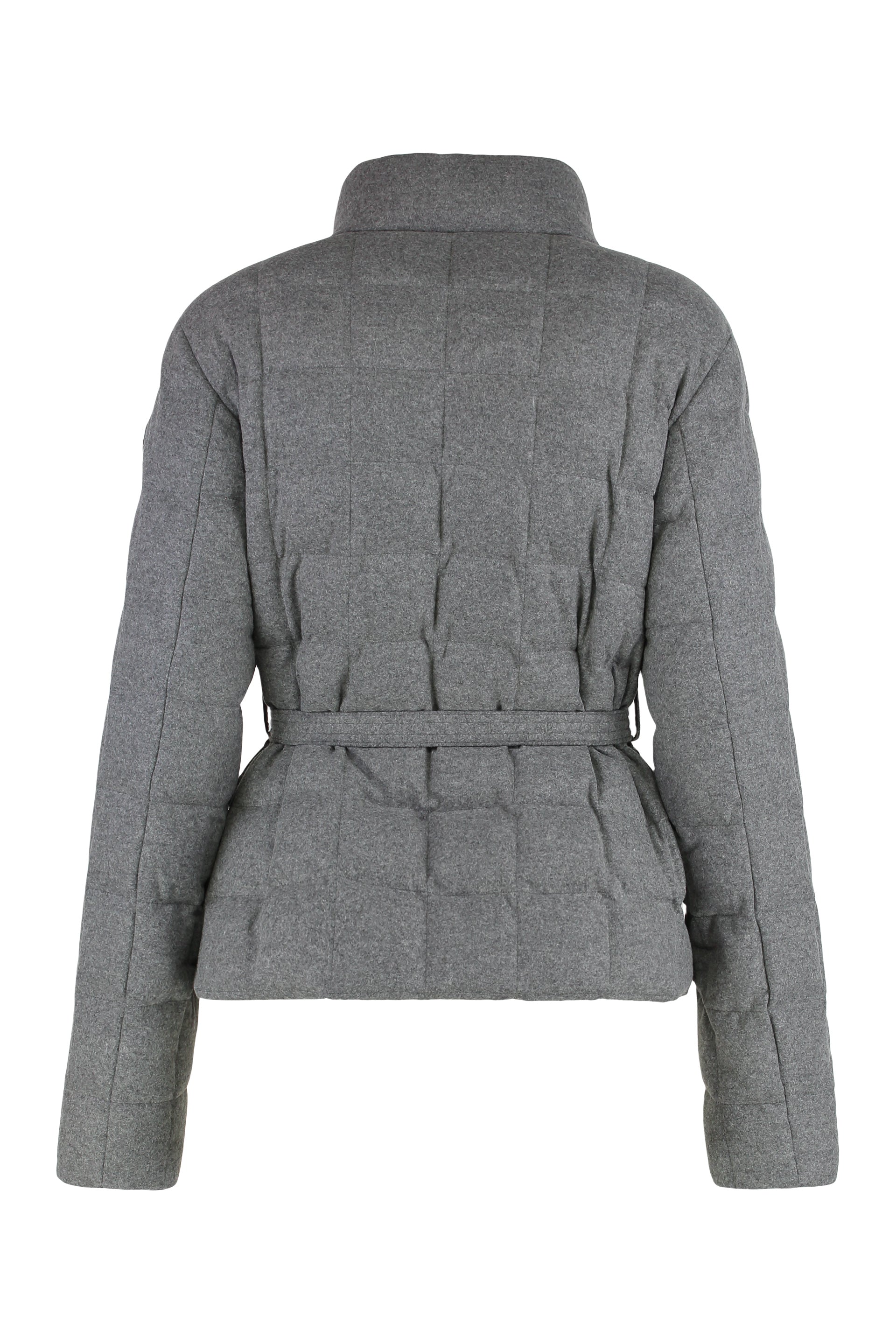 MONCLER Mini Wool Blend Down Jacket with Waist Belt