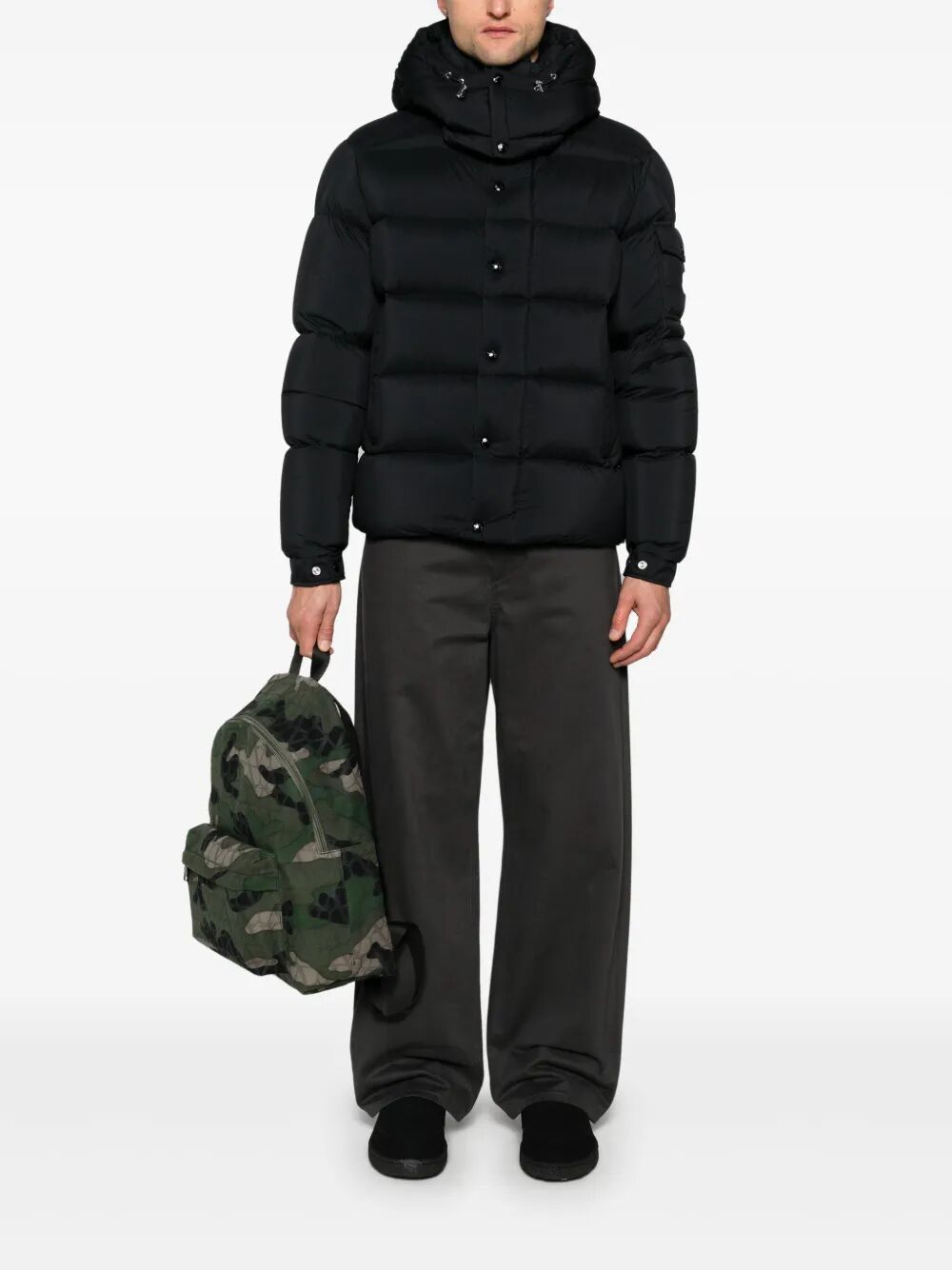 MONCLER Men's Mini Short Down Jacket with Removable Hood