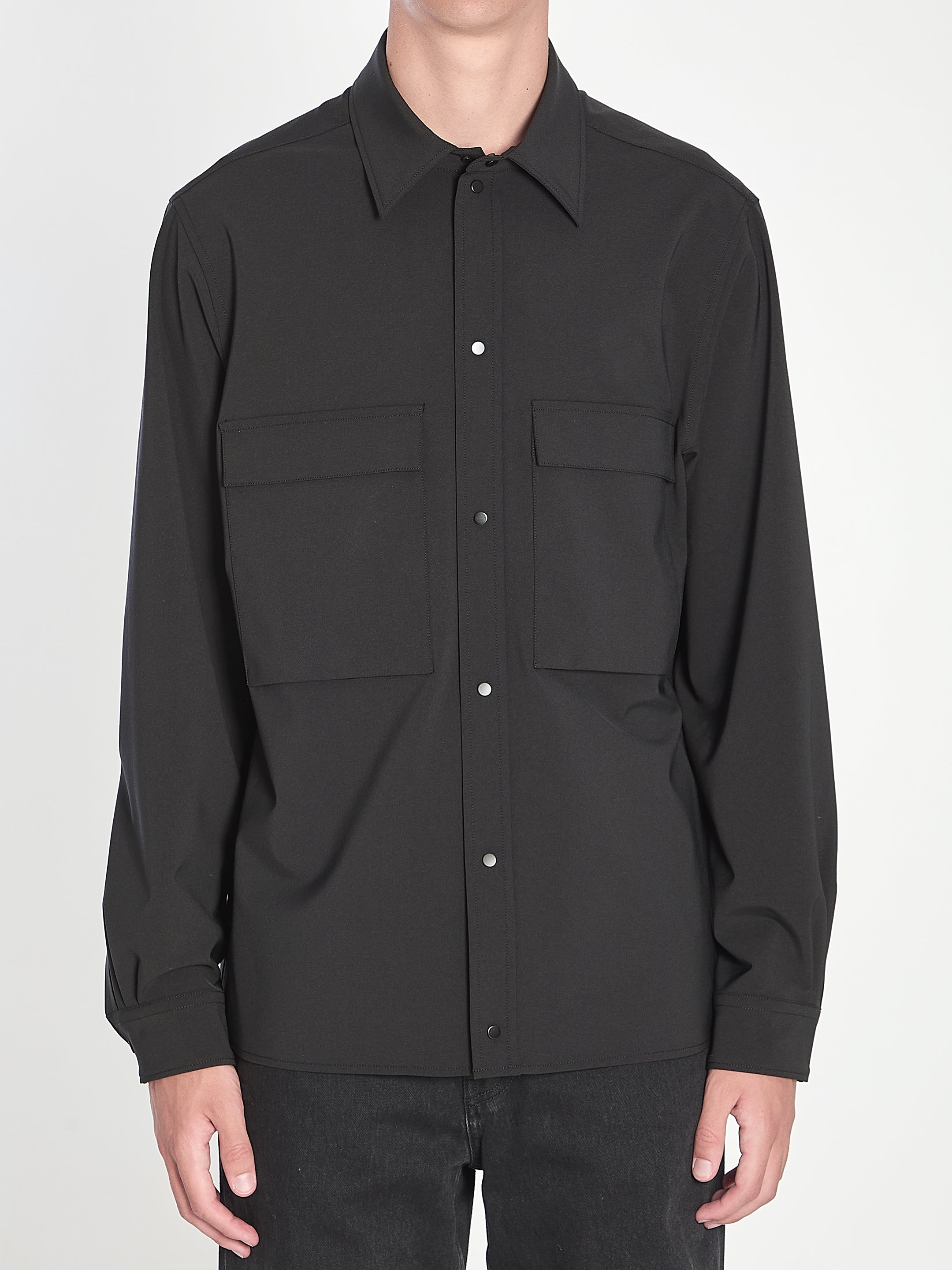 MONCLER Long-Sleeve Technical Twill Shirt - Size L