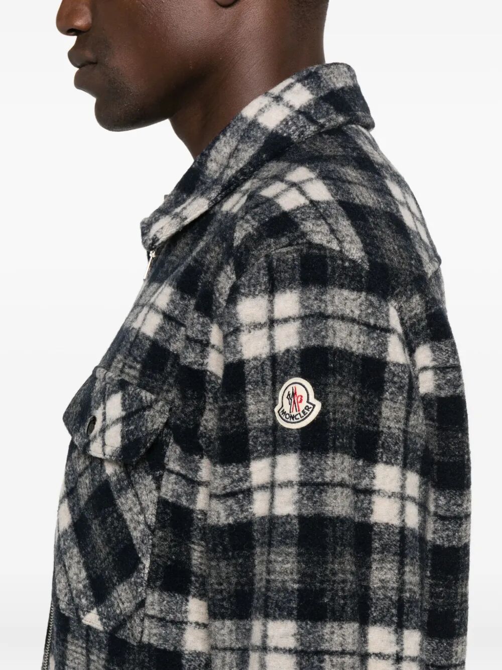MONCLER Check Printed Zipped Shirt for Men - FW25 Collection