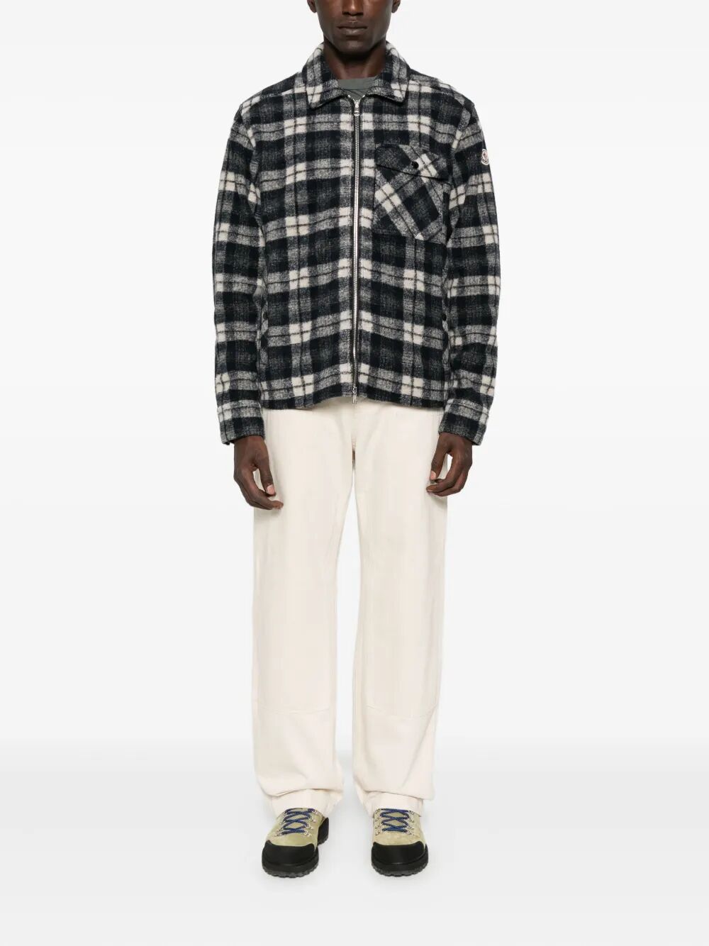 MONCLER Check Printed Zipped Shirt for Men - FW25 Collection