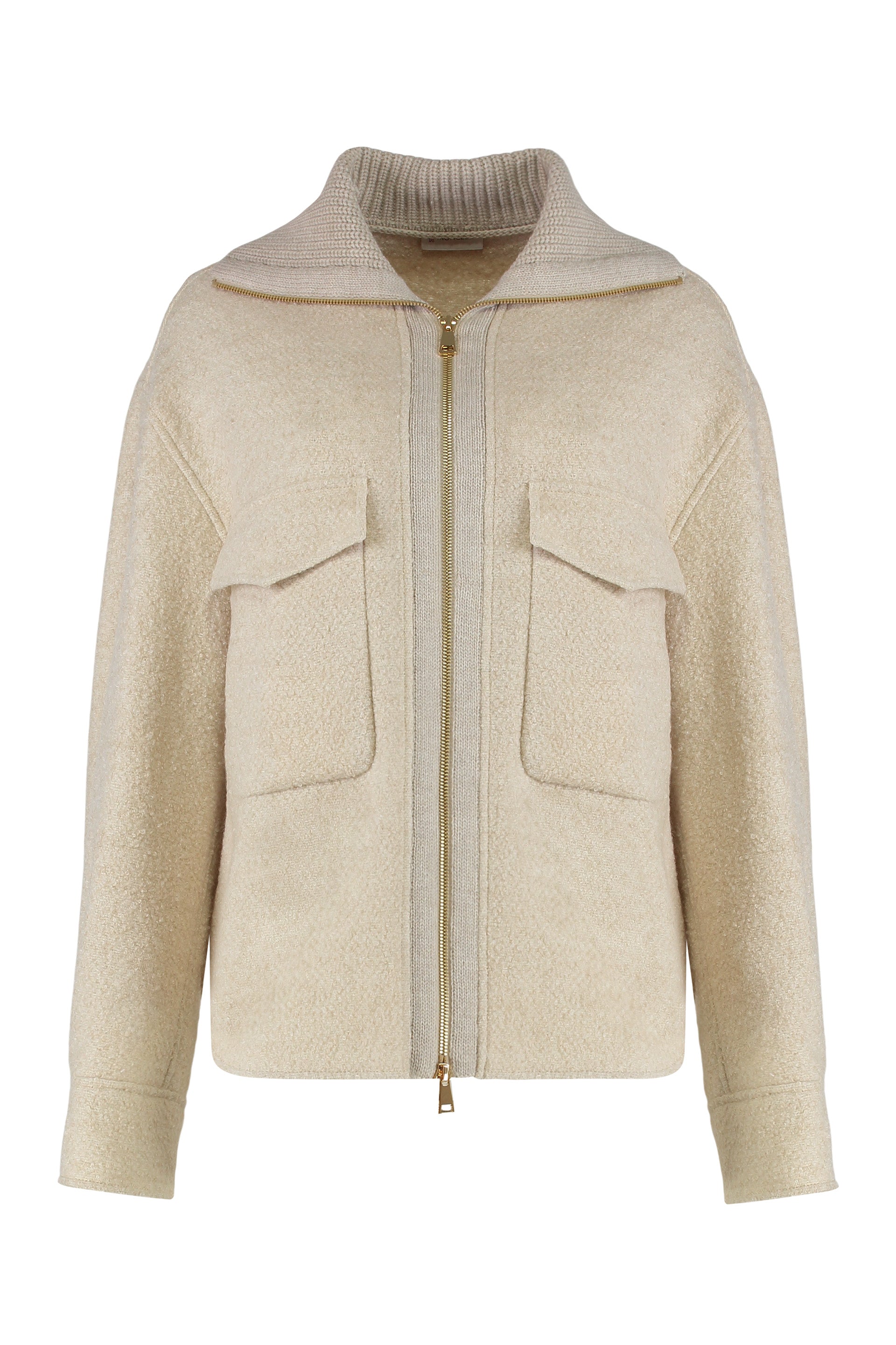 MONCLER Women's Mixed Wool Jacket Shirt with Double Zip Closure